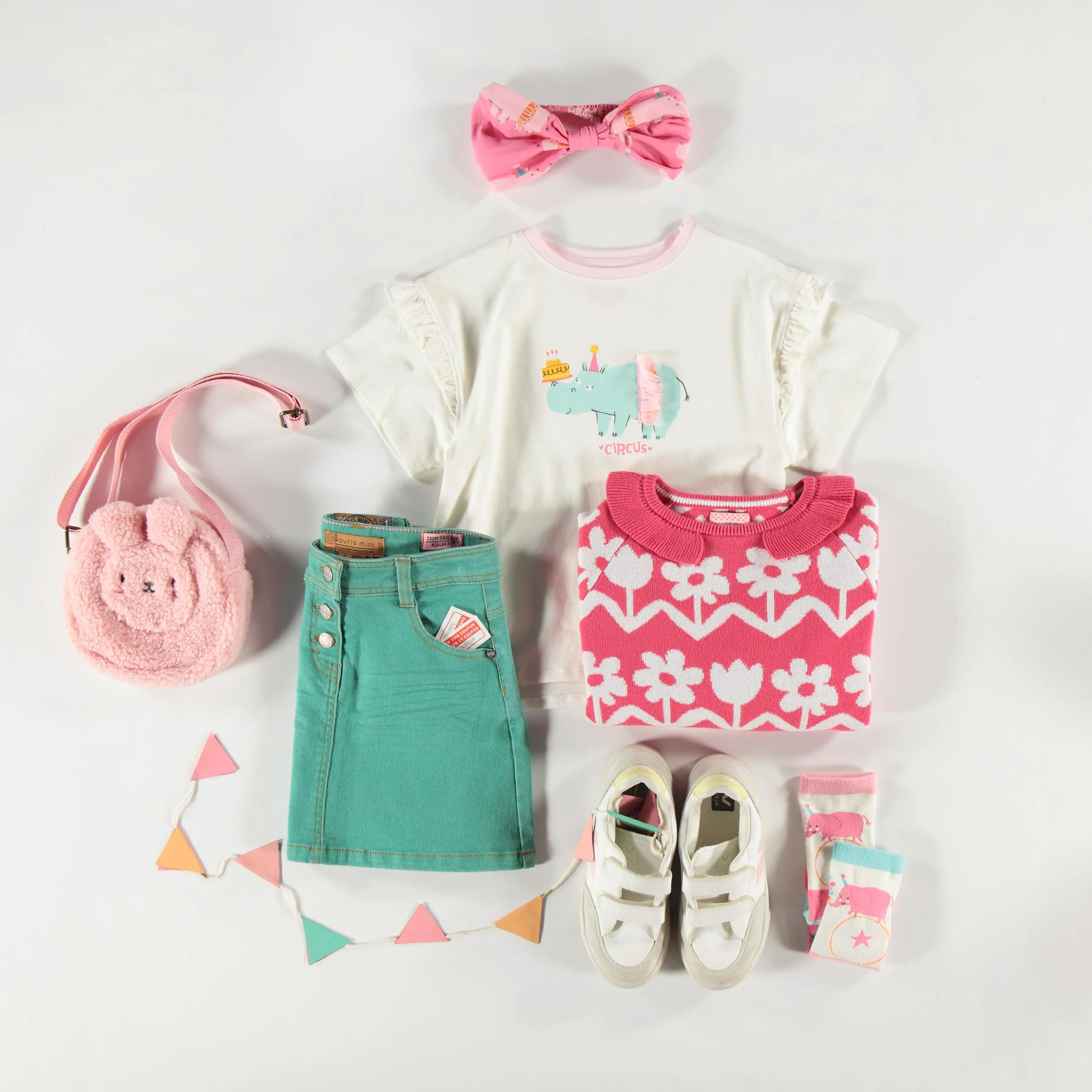 Jupe turquoise en denim, enfant - Image 3