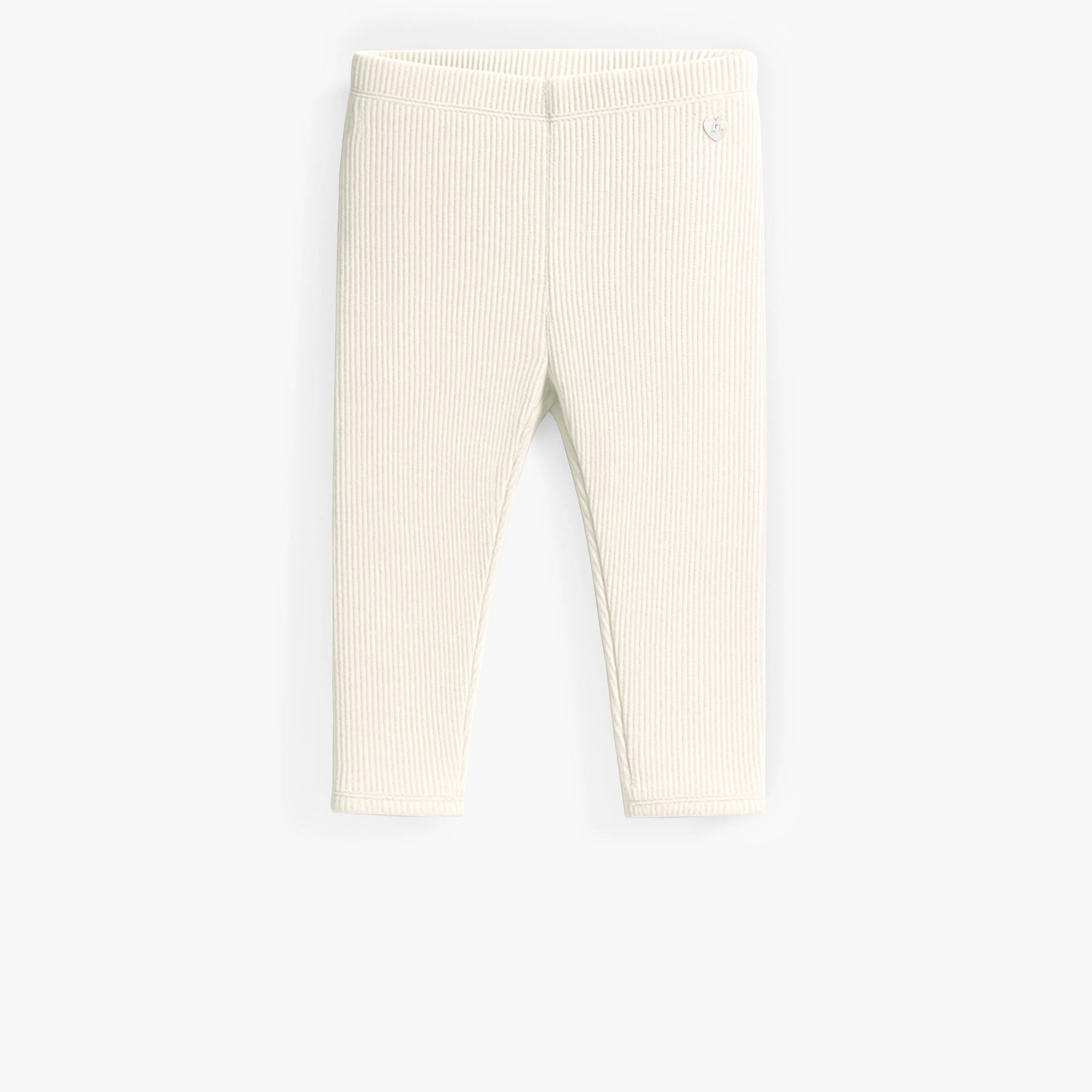 Legging blanc en tricot côtelé longueur ¾ , enfant