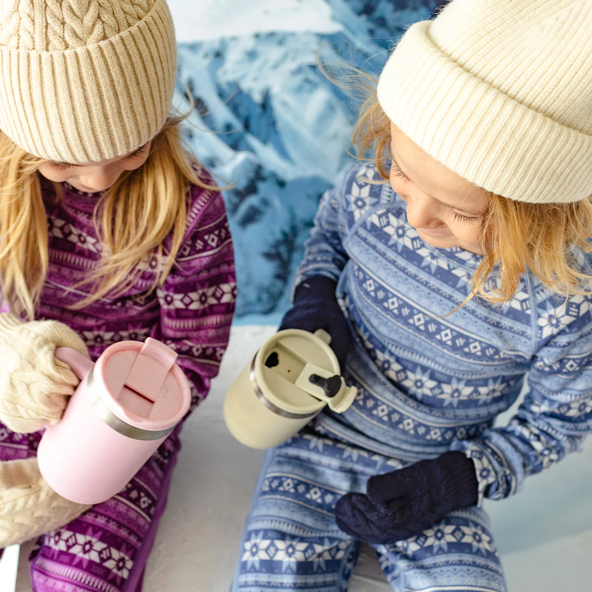 Legging bleu à motifs en laine mérinos, enfant - Image 2