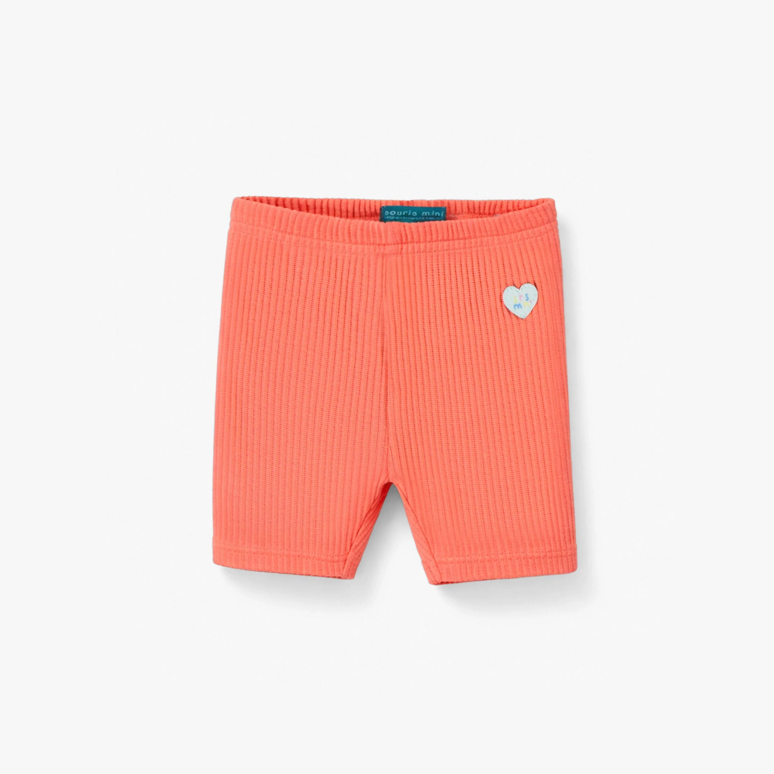 Legging court corail en tricot côtelé, bébé