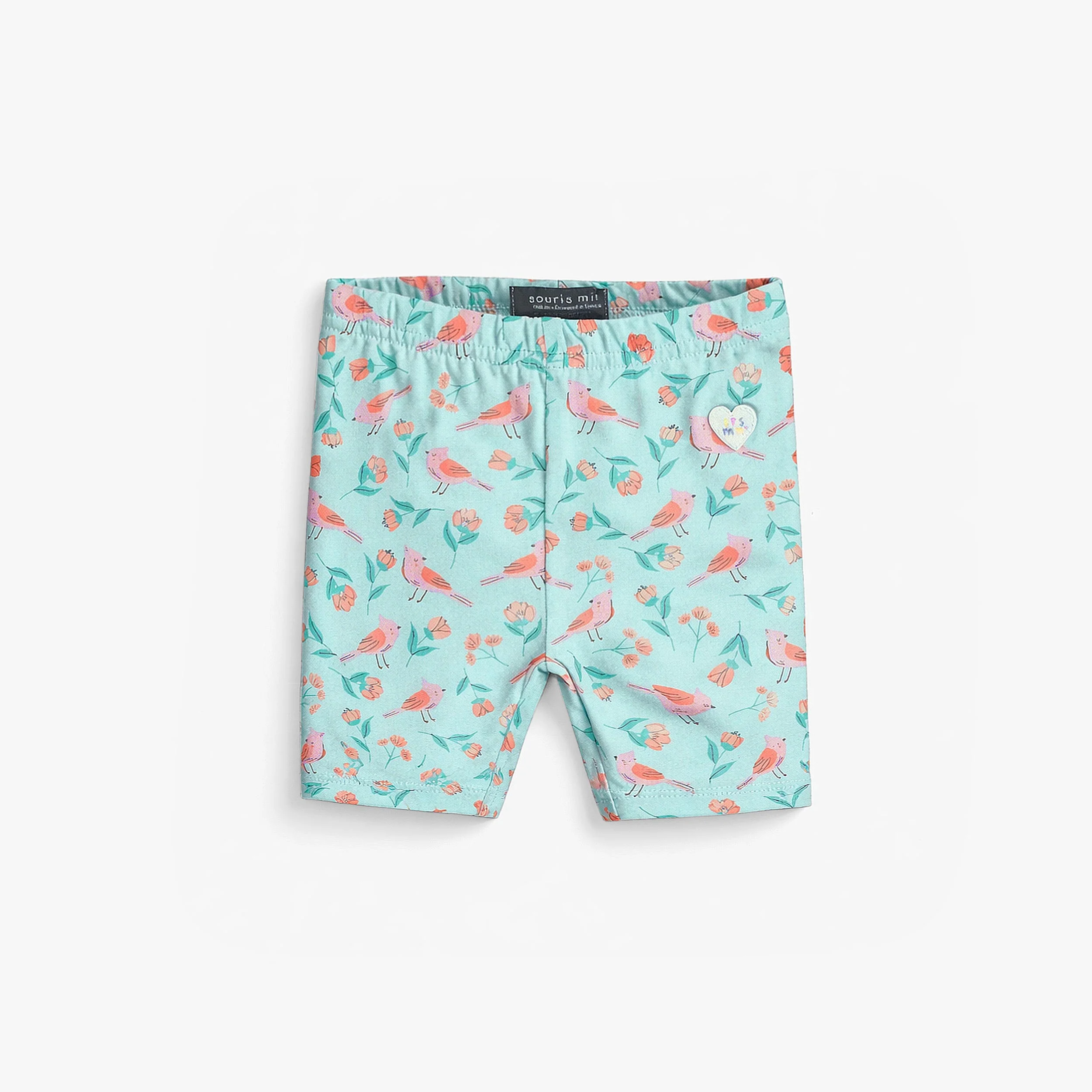 Legging court turquoise en jersey extensible avec motifs, bébé