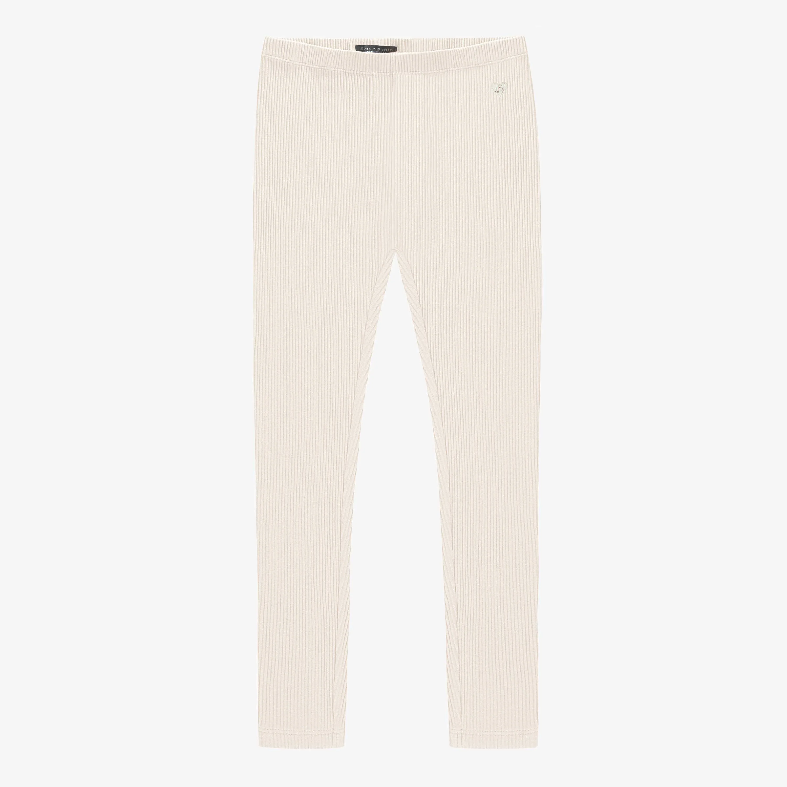 Legging crème en tricot côtelé, enfant