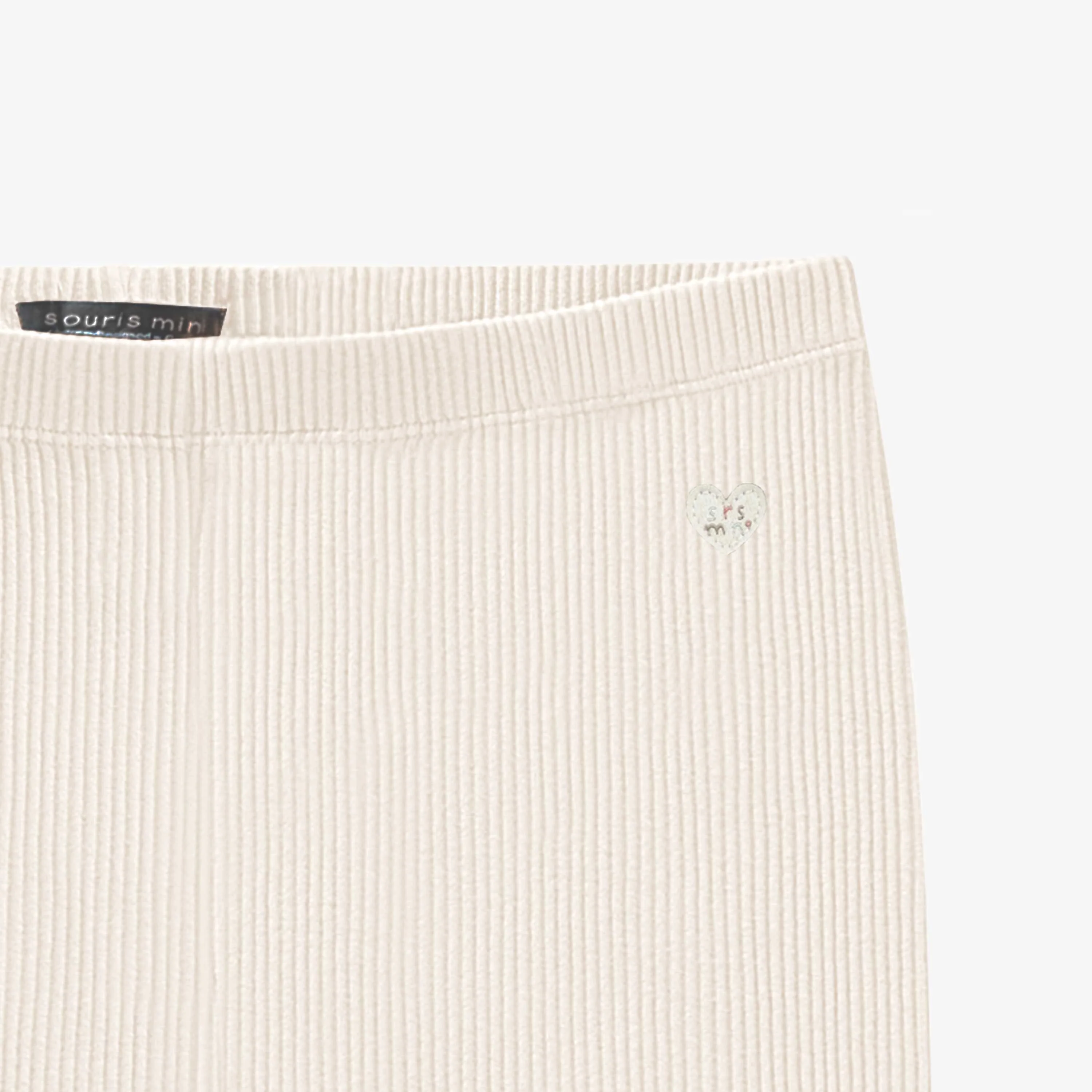 Legging crème en tricot côtelé, enfant - Image 2