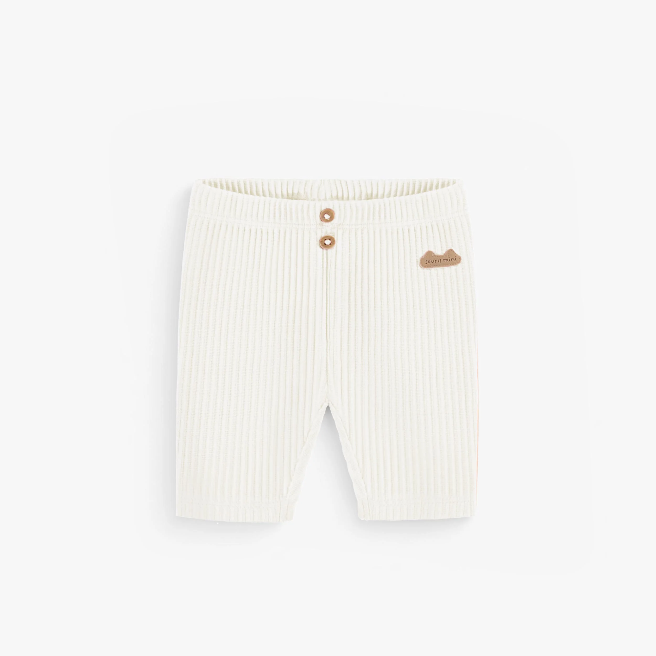 Legging crème en tricot côtelé longueur 3/4, naissance