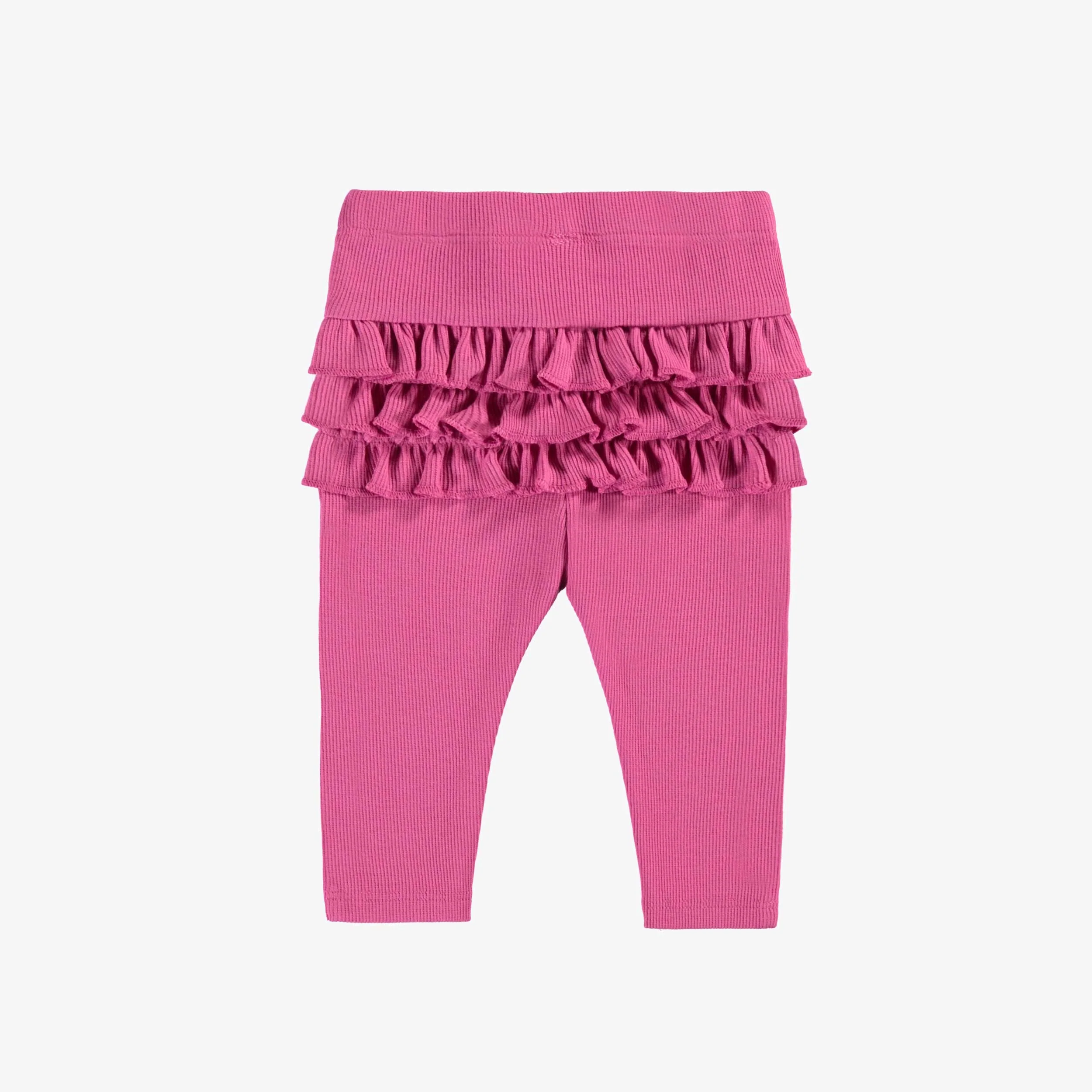Legging fuchsia à volants en tricot côtelé, naissance - Image 2