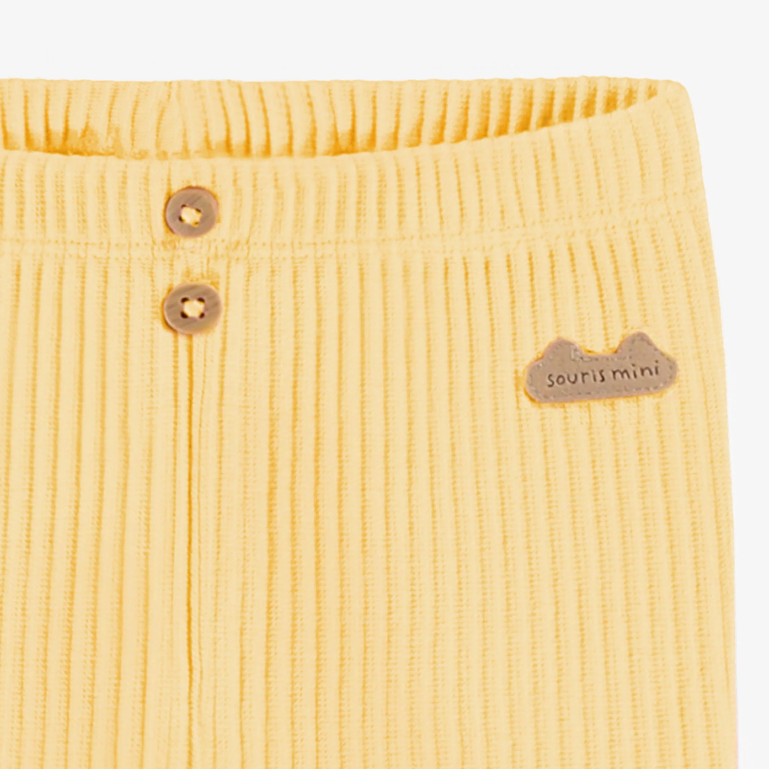 Legging jaune en tricot côtelé longueur ¾, naissance - Image 2