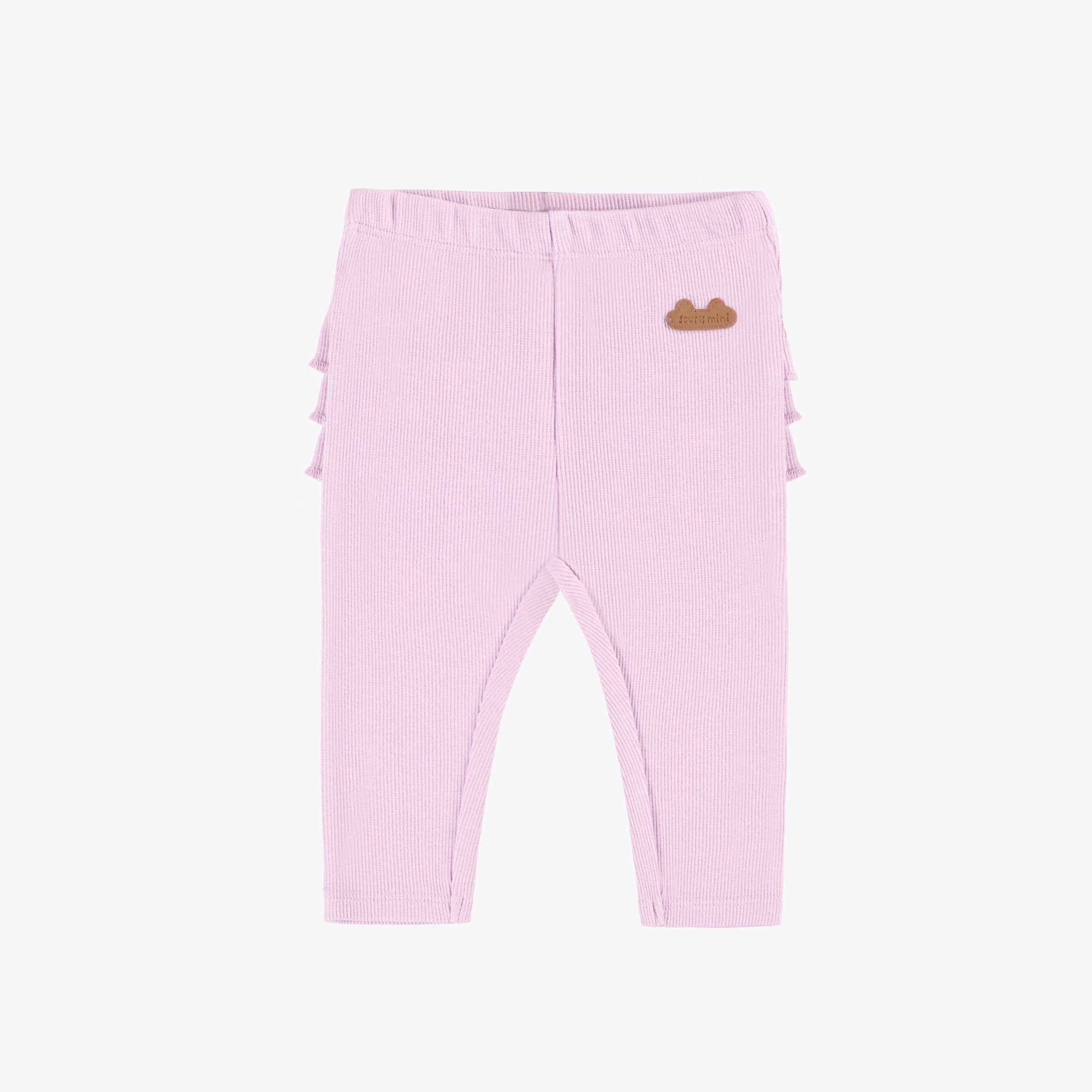 Legging lilas à volants en tricot côtelé, naissance