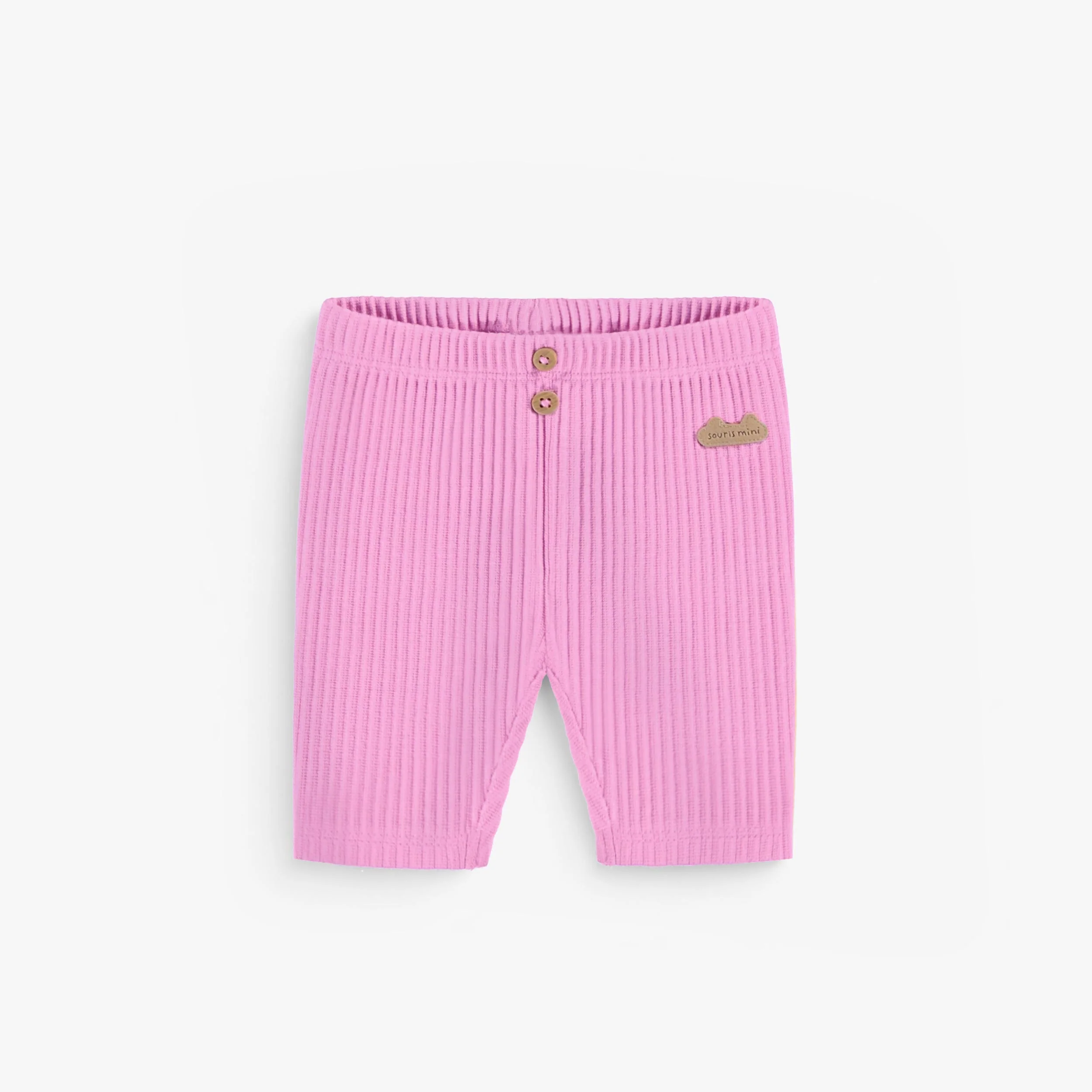 Legging mauve en tricot côtelé longueur 3/4, naissance