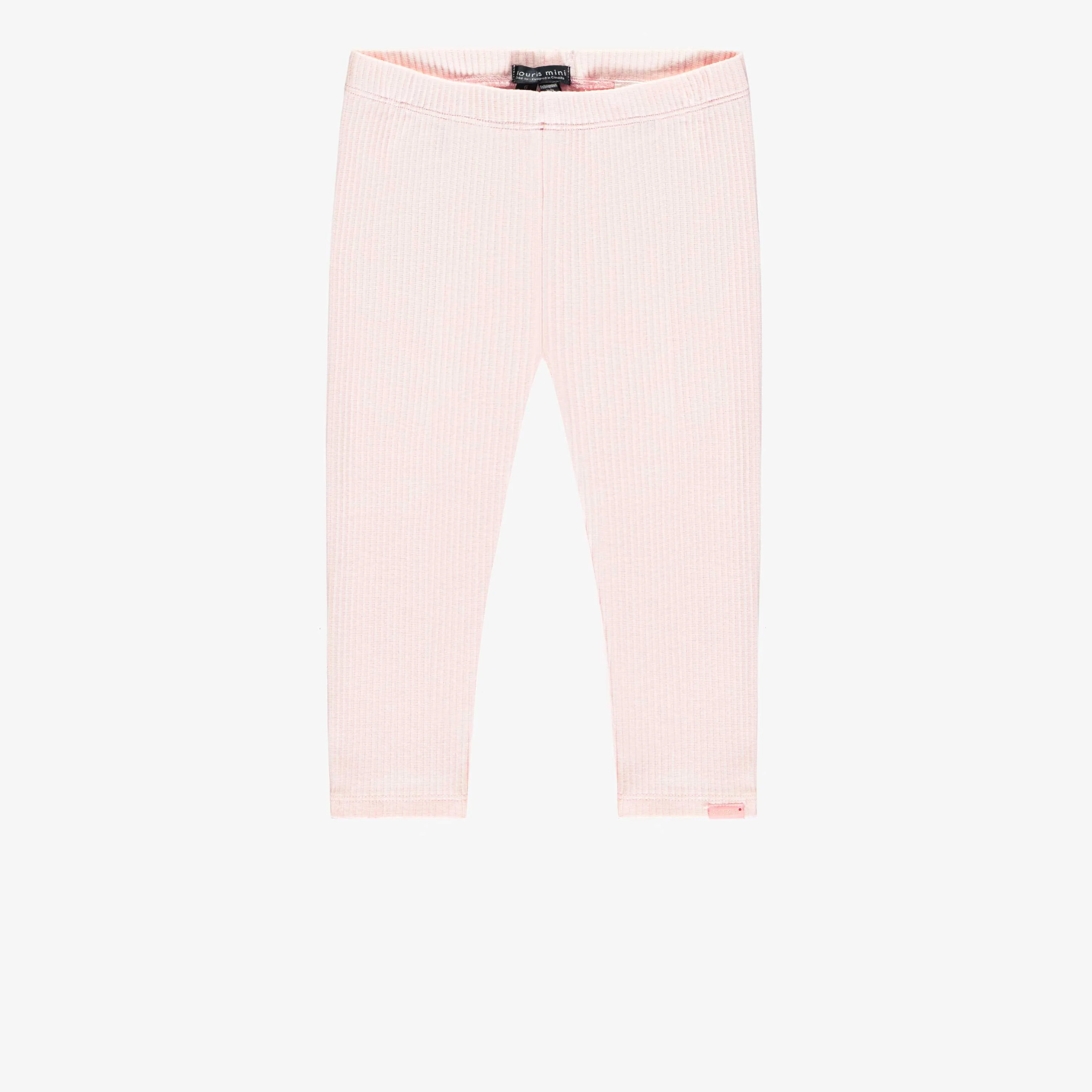 Legging rose pâle longueur ¾ en tricot côtelé, enfant