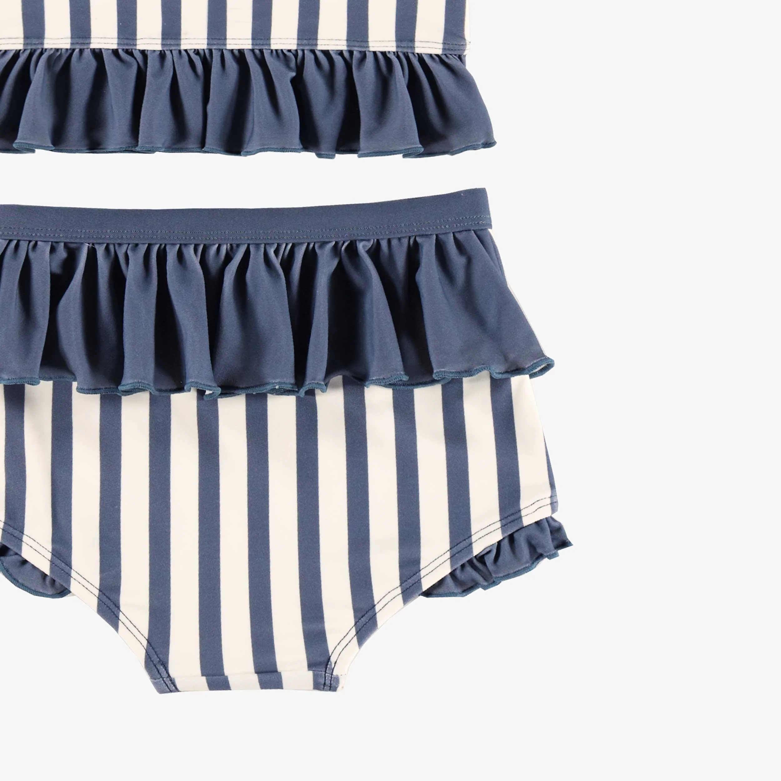 Maillot de bain deux pièces bleu et blanc à volants, bébé - Image 2
