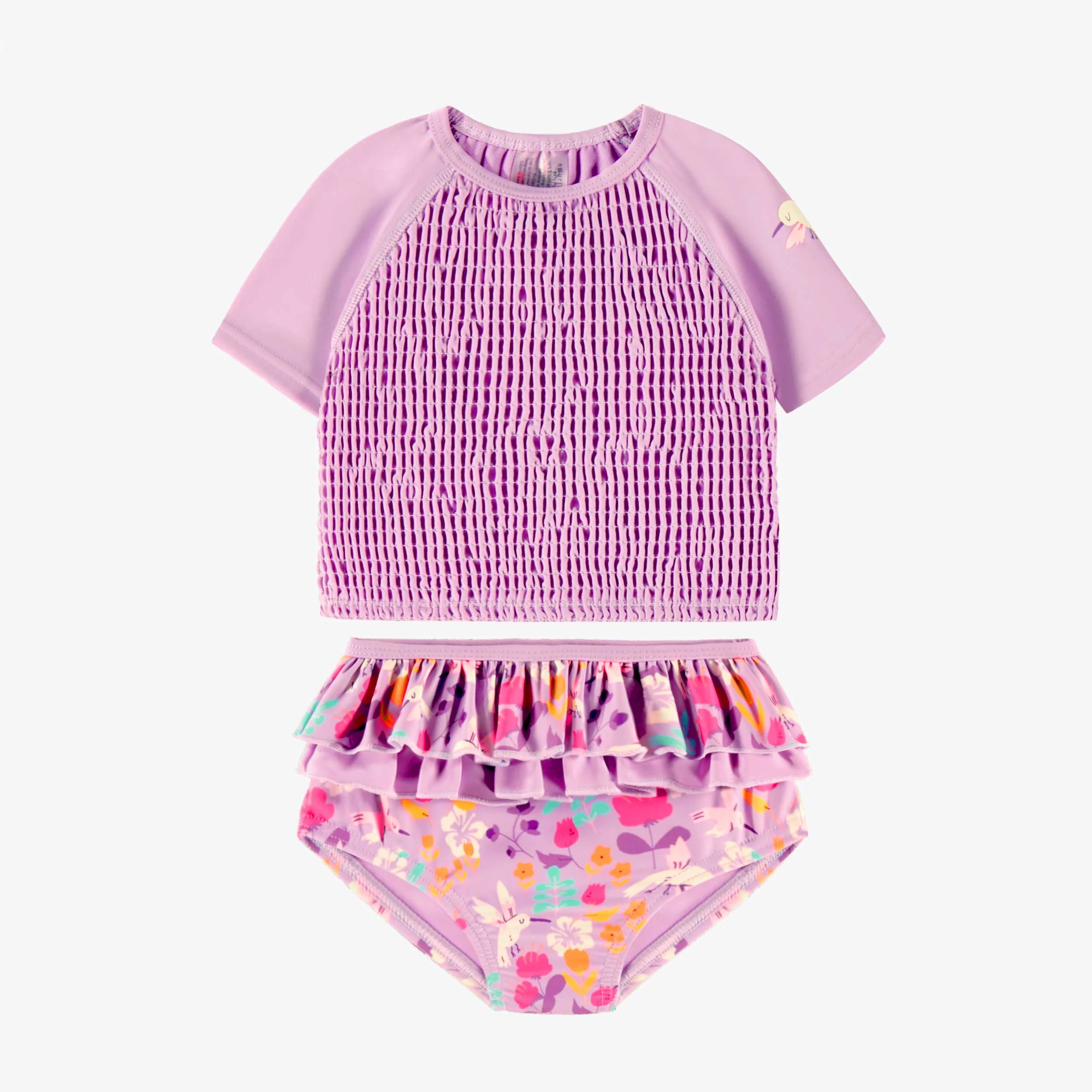 Maillot de bain deux pièces mauve à motif floral, bébé