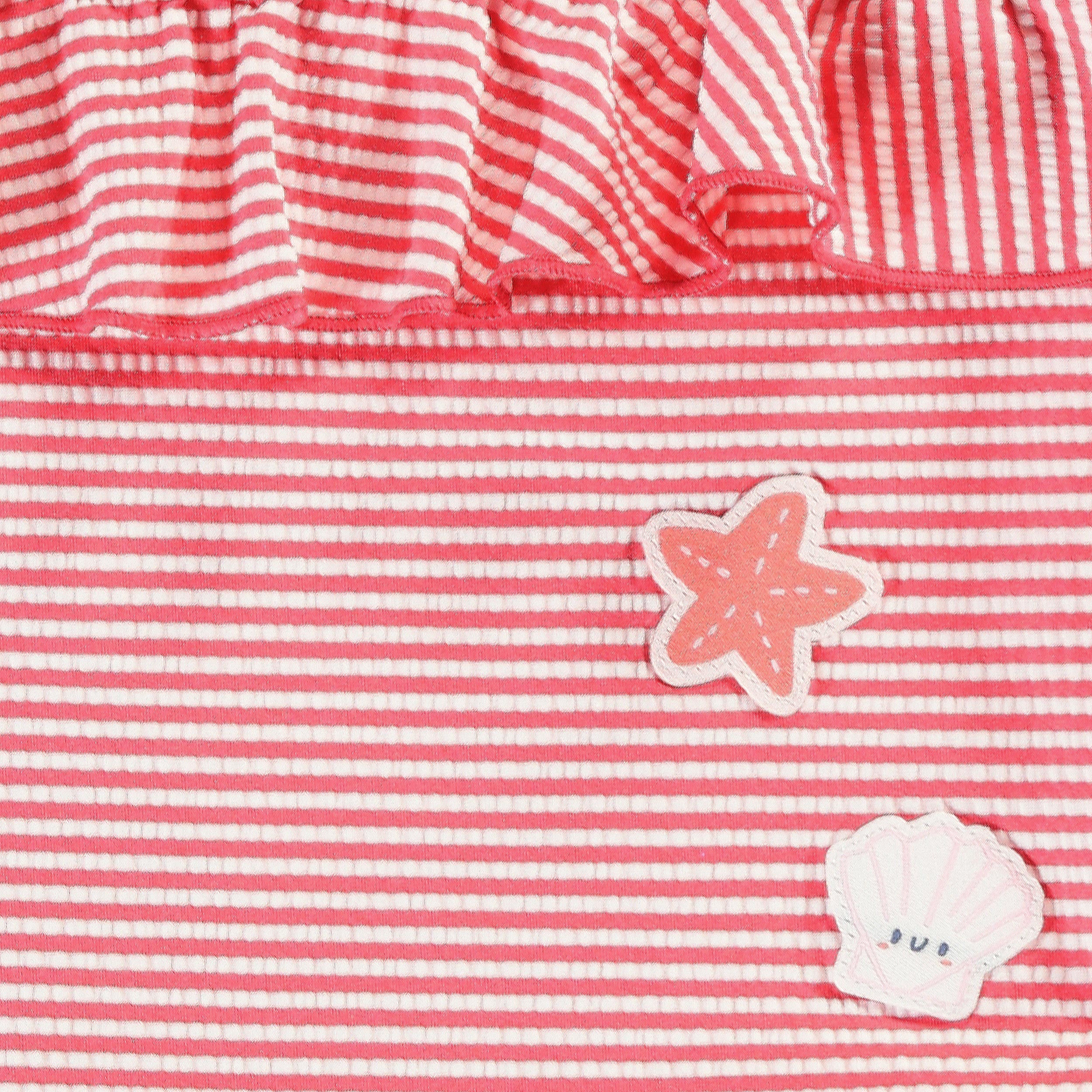 Maillot de bain deux pièces rose et crème à rayures, enfant - Image 6