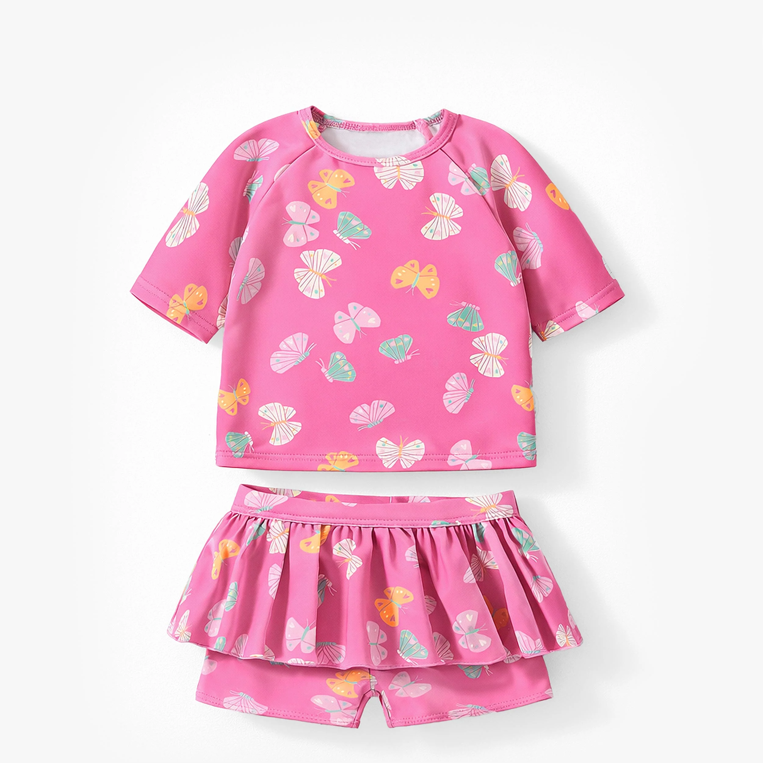 Maillot de bain deux pièces rose à motifs de papillons, bébé