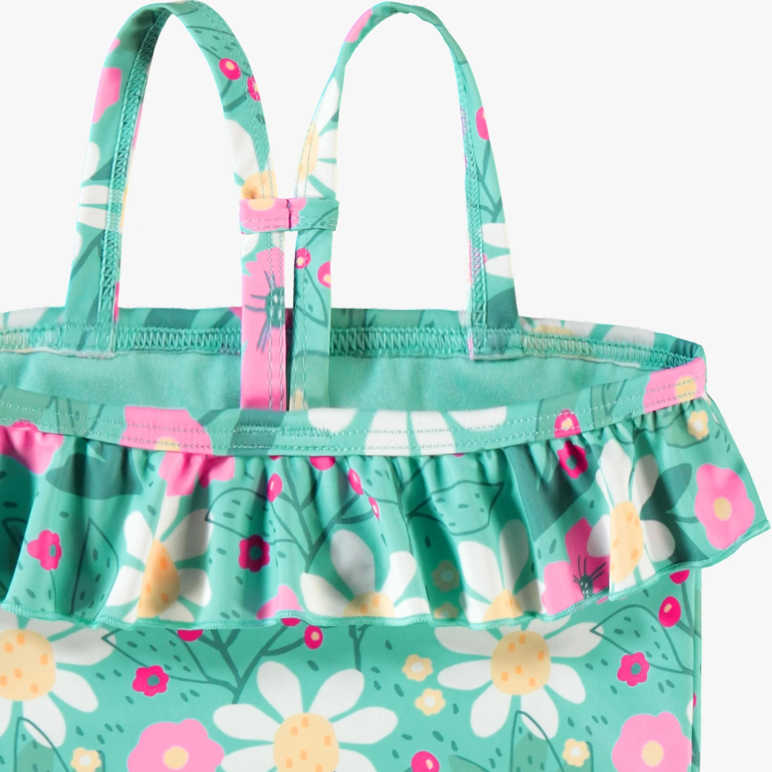 Maillot de bain deux pièces turquoise à motif floral, enfant - Image 3