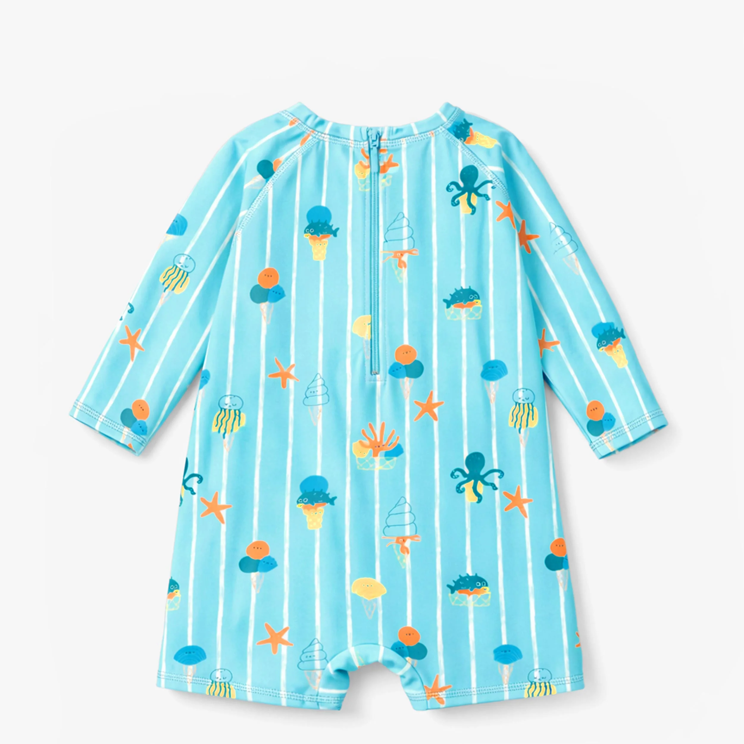 Maillot de bain une pièce bleu avec rayures et motifs, bébé - Image 7
