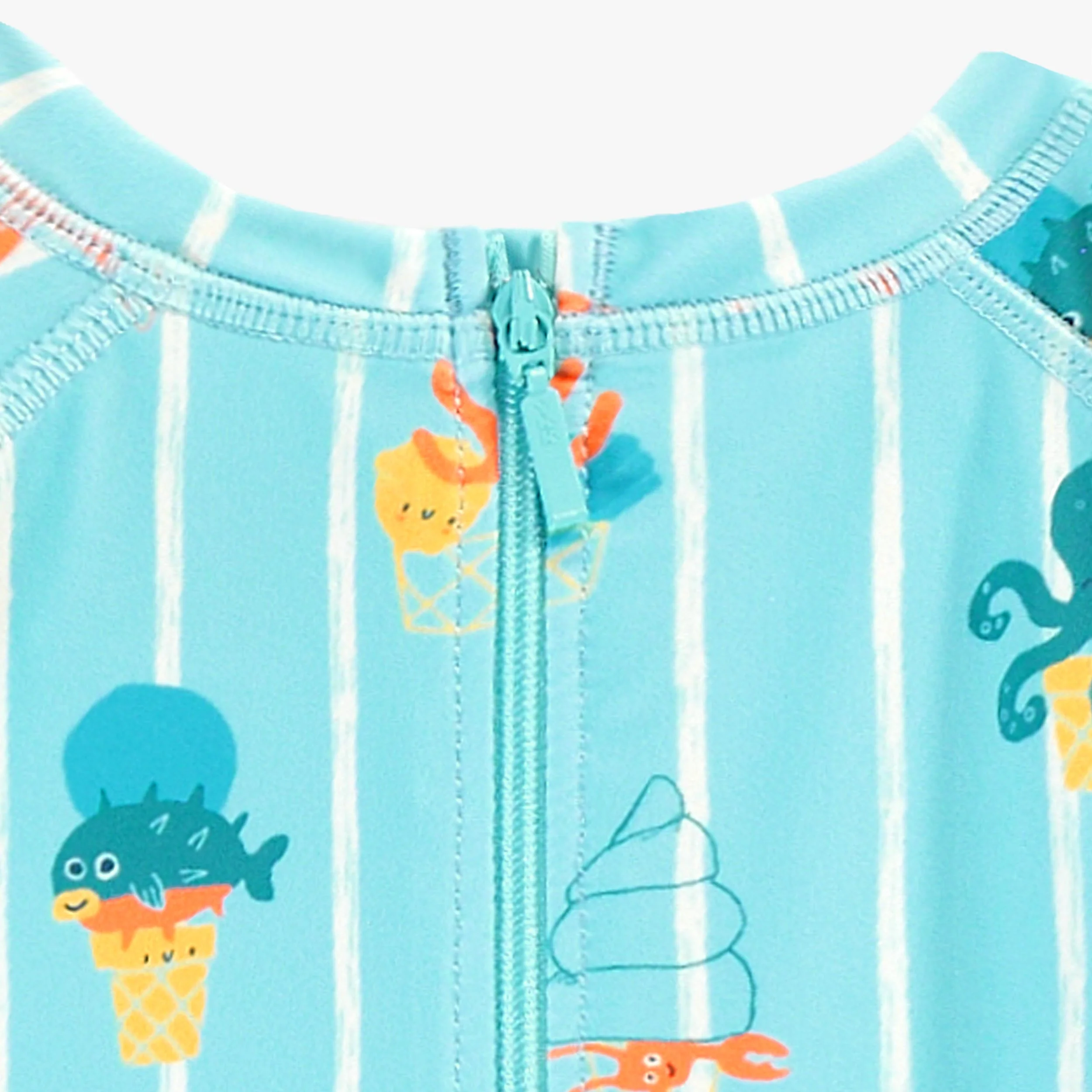 Maillot de bain une pièce bleu avec rayures et motifs, bébé - Image 8