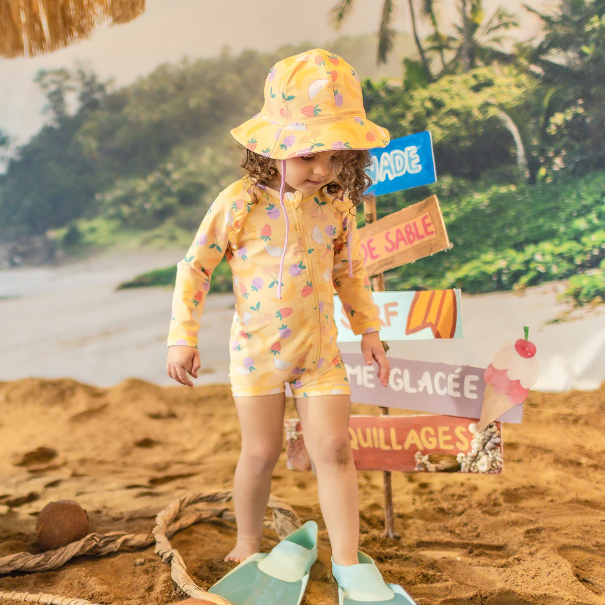 Maillot de bain une pièce jaune à motifs fruités, bébé - Image 3