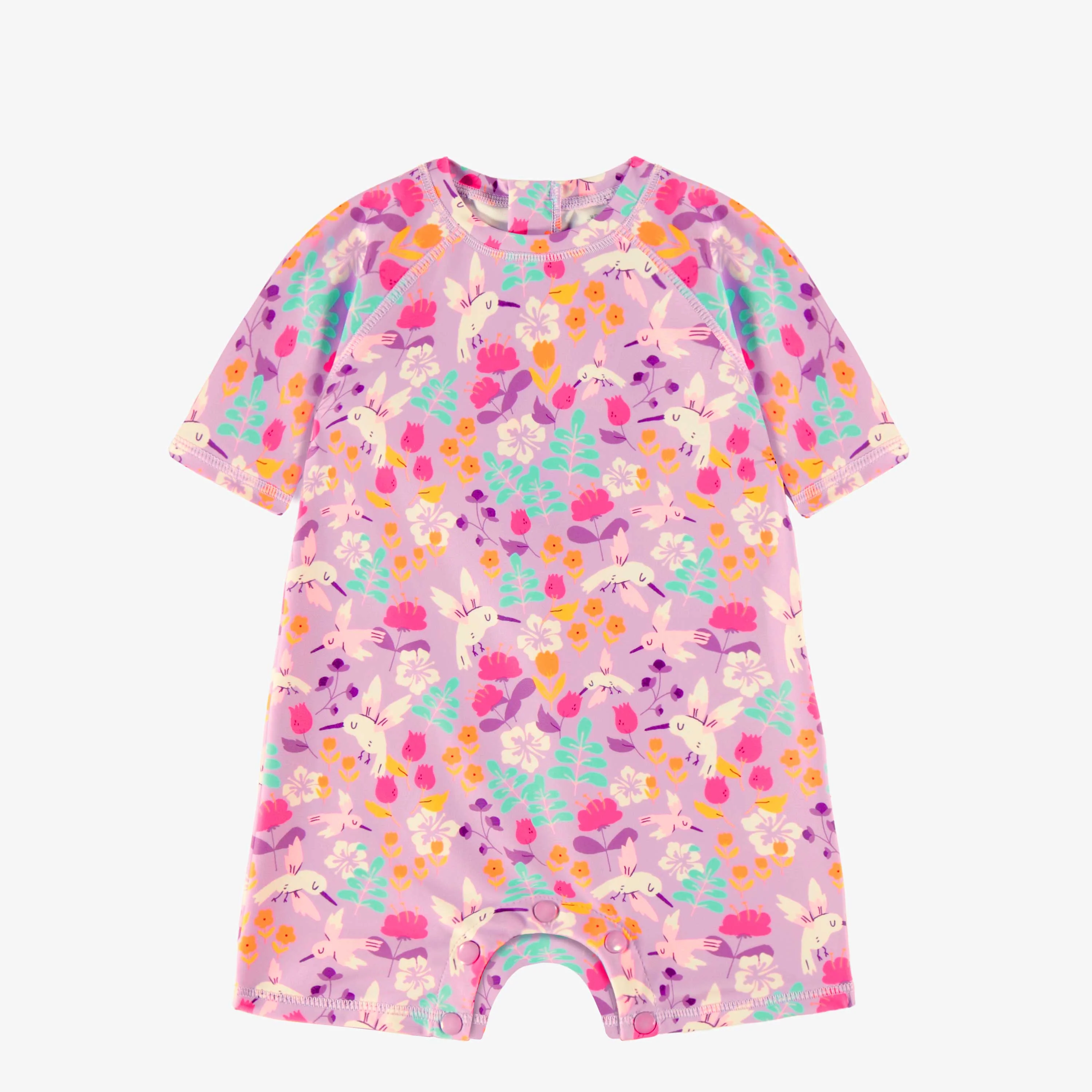 Maillot de bain une pièce mauve à motif floral, bébé