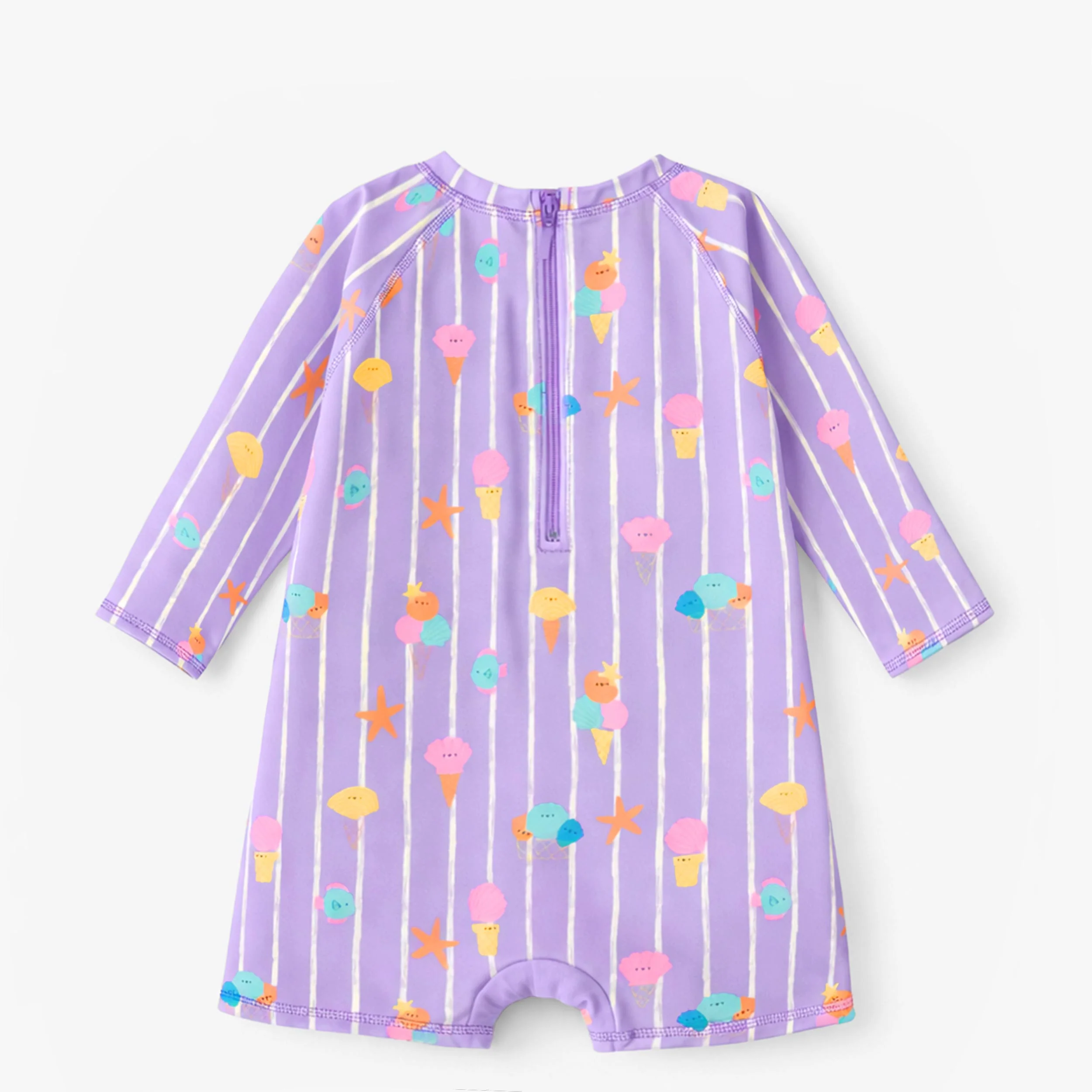 Maillot de bain une pièce mauve avec rayures et motifs, bébé - Image 5