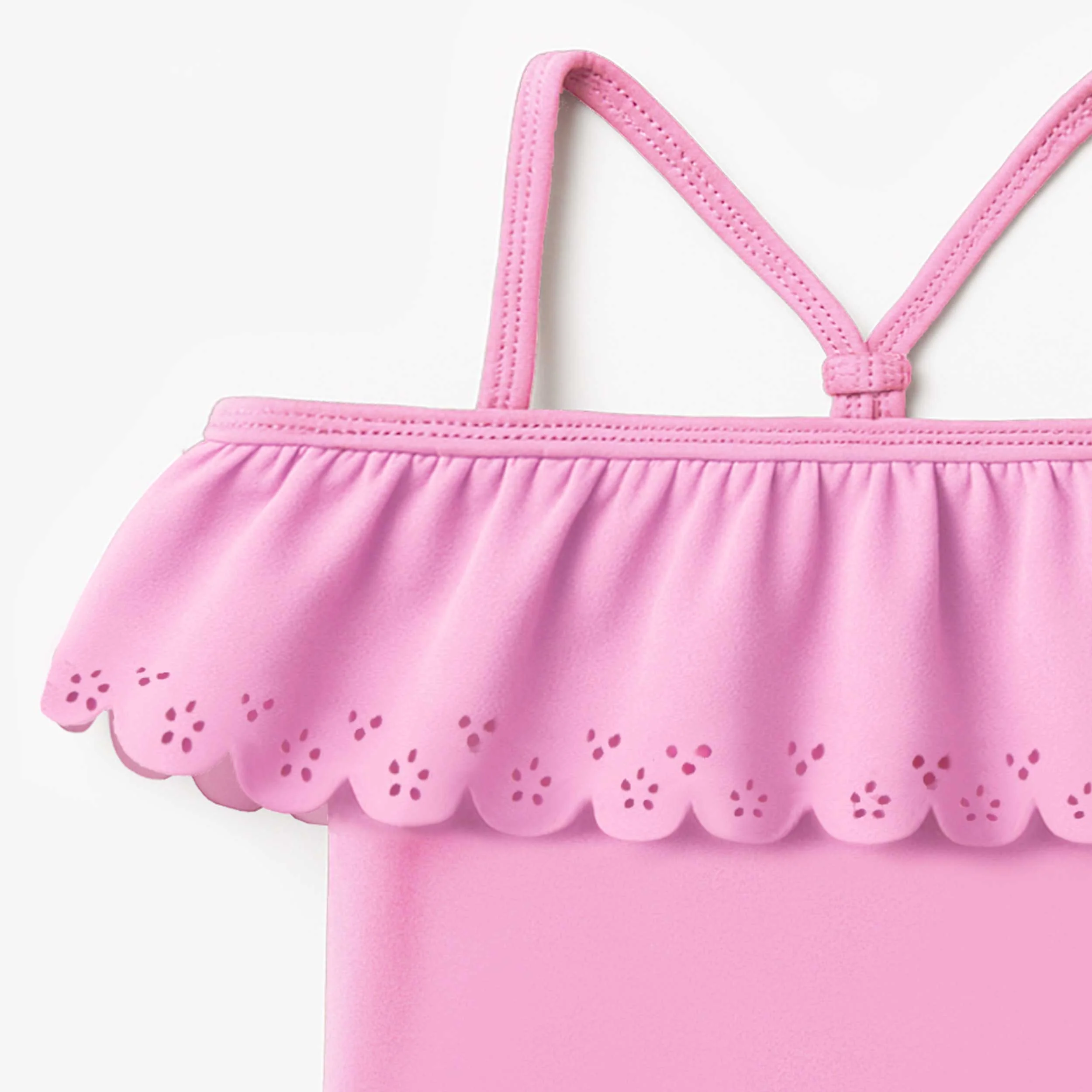 Maillot de bain une pièce rose avec volant, enfant - Image 3