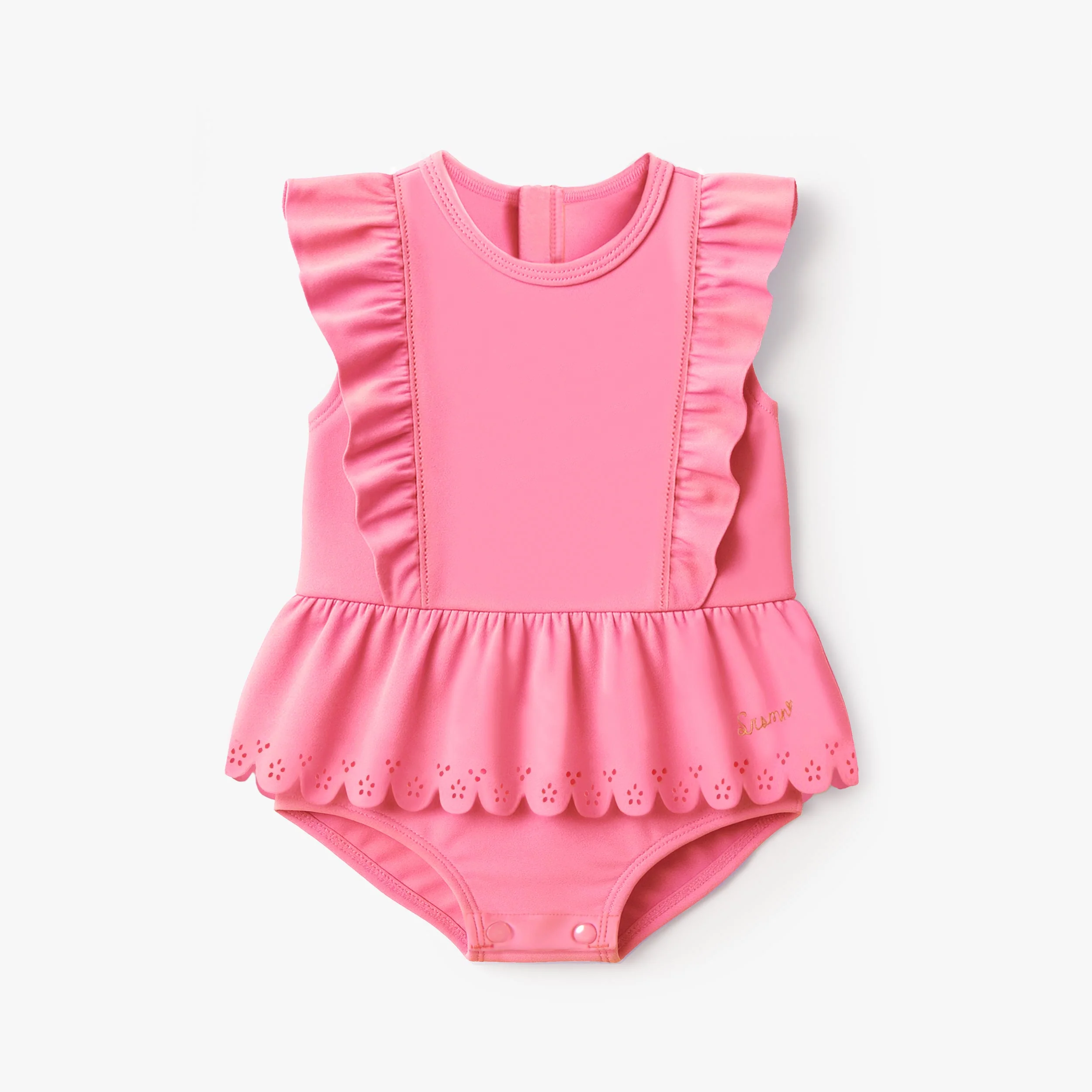 Maillot de bain une pièce rose avec volants, bébé