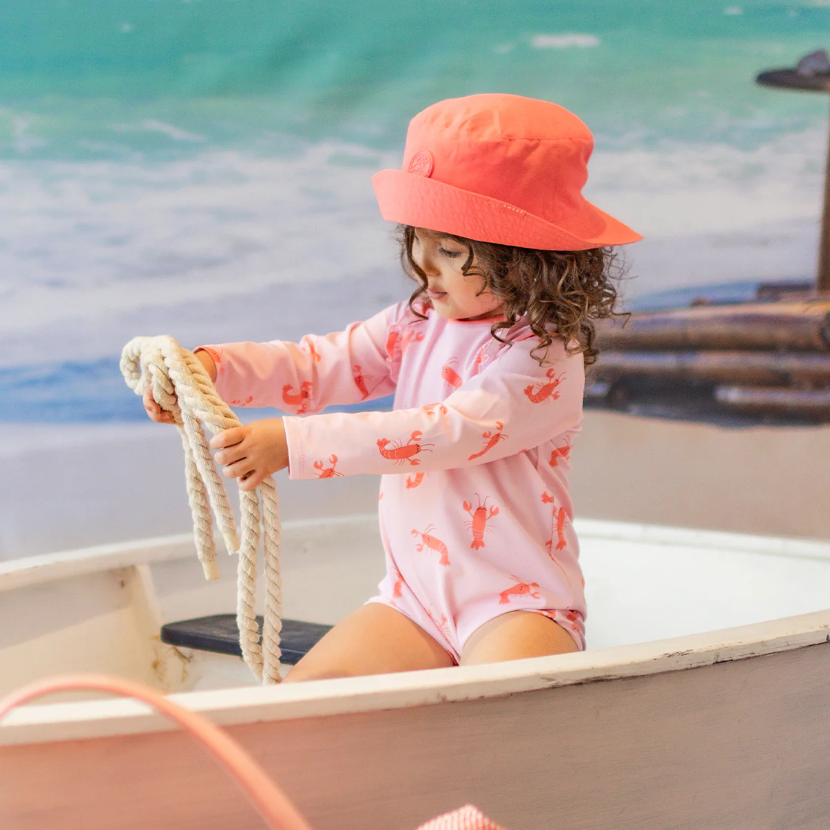 Maillot de bain une pièce rose à motifs de homards, bébé - Image 2