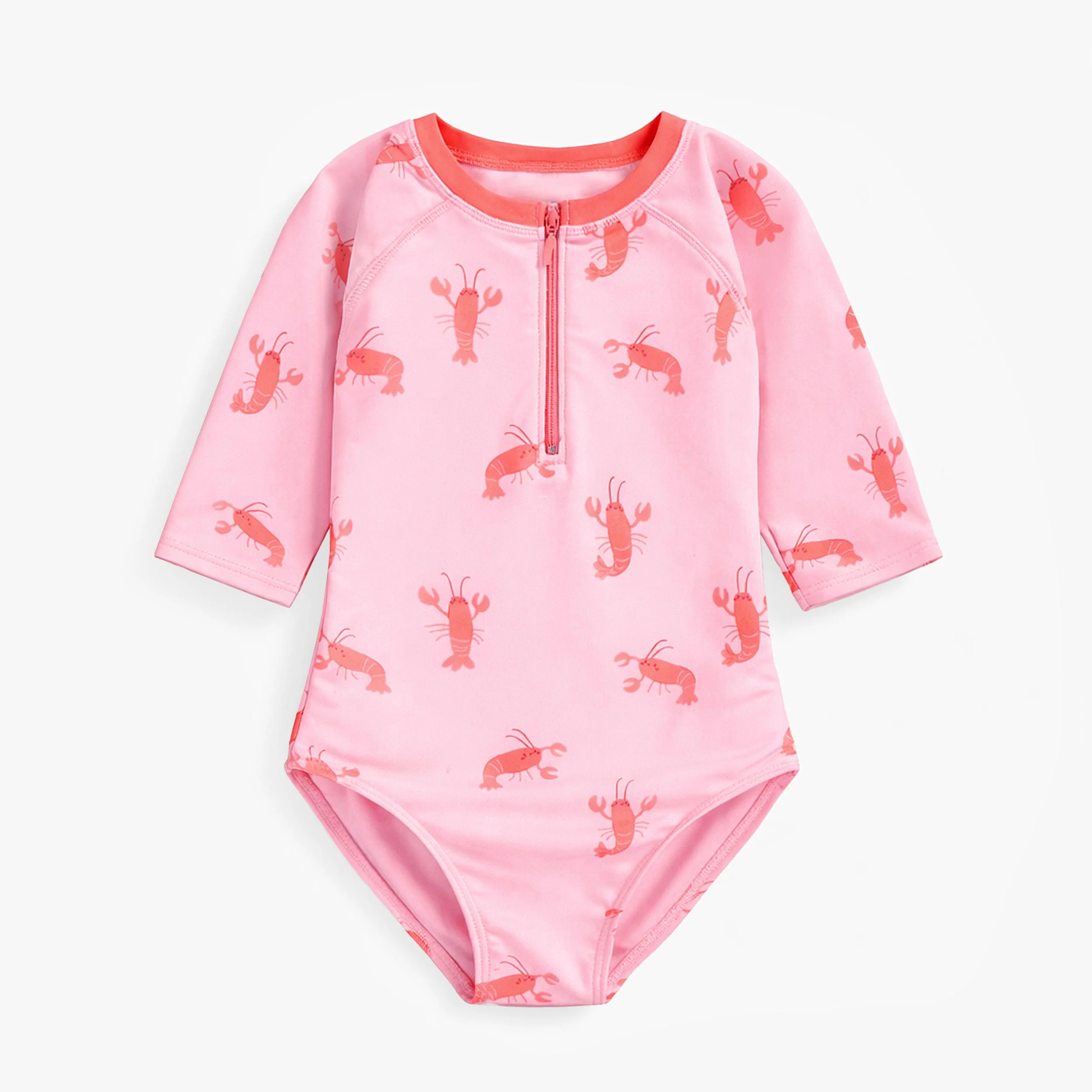 Maillot de bain une pièce rose à motifs de homards, enfant