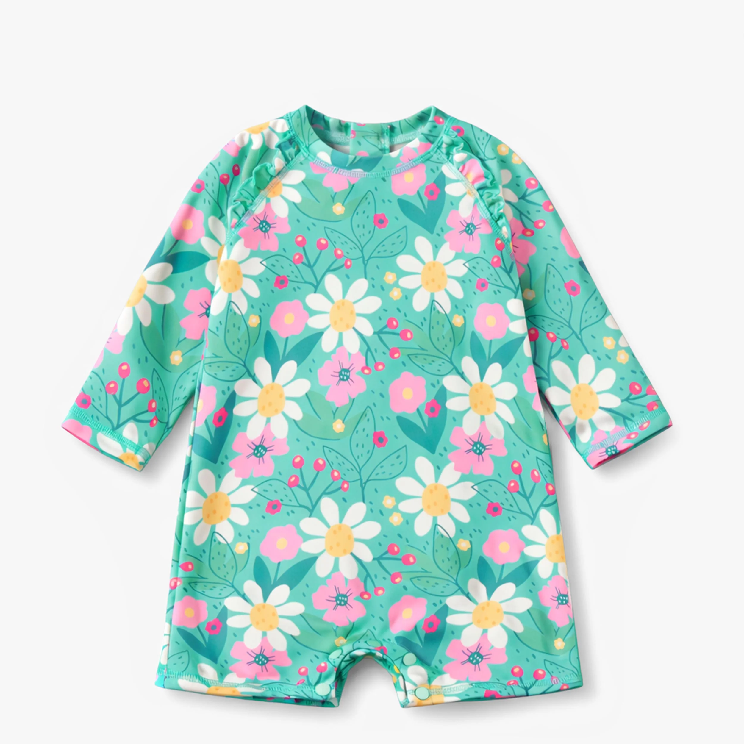 Maillot de bain une pièce turquoise à motif floral, bébé
