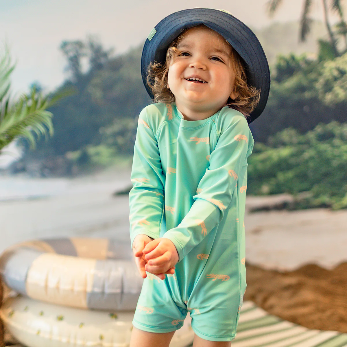 Maillot de bain une pièce turquoise à motifs de crocodiles, bébé - Image 2