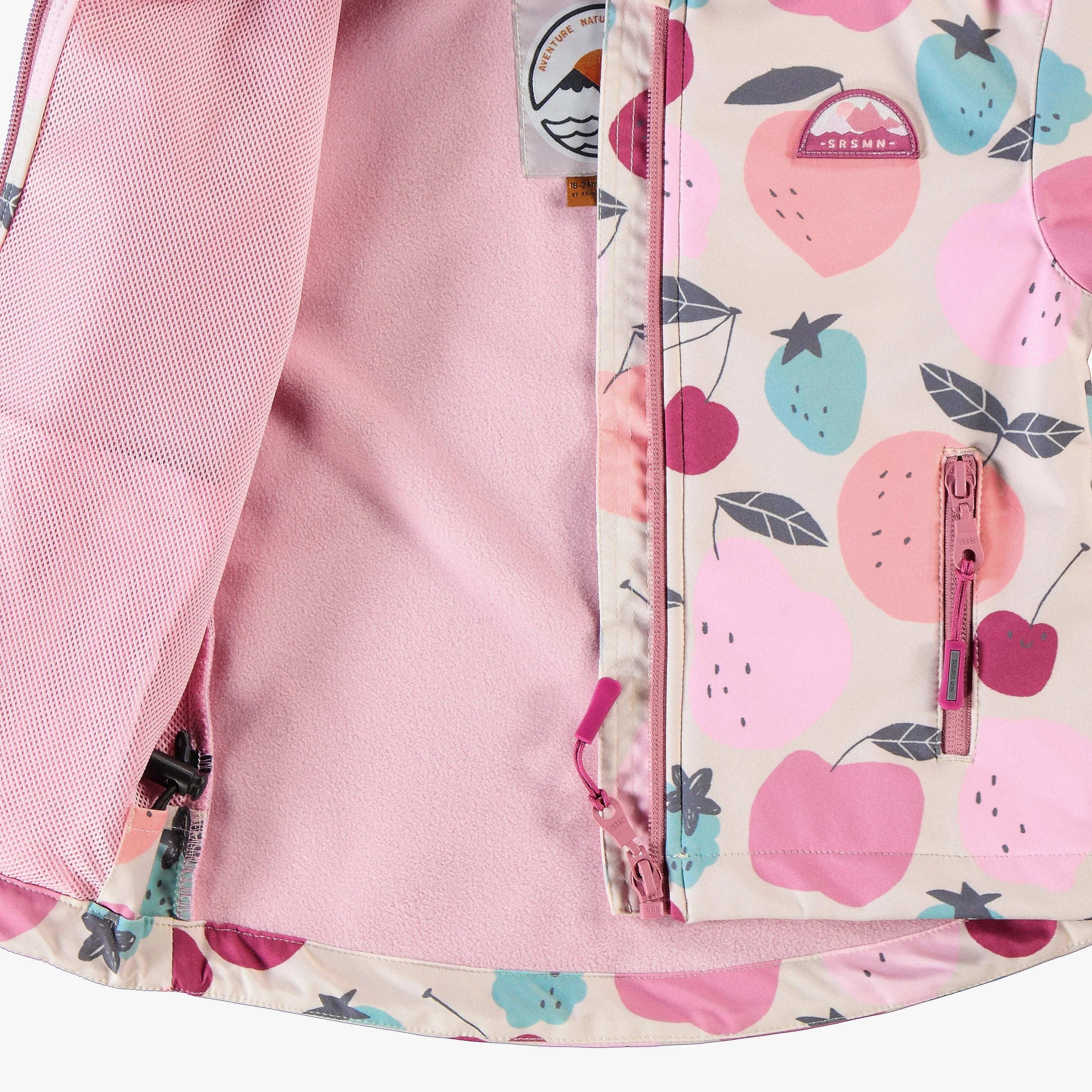 Manteau beige en coquille souple avec motifs de fruits, bébé - Image 3