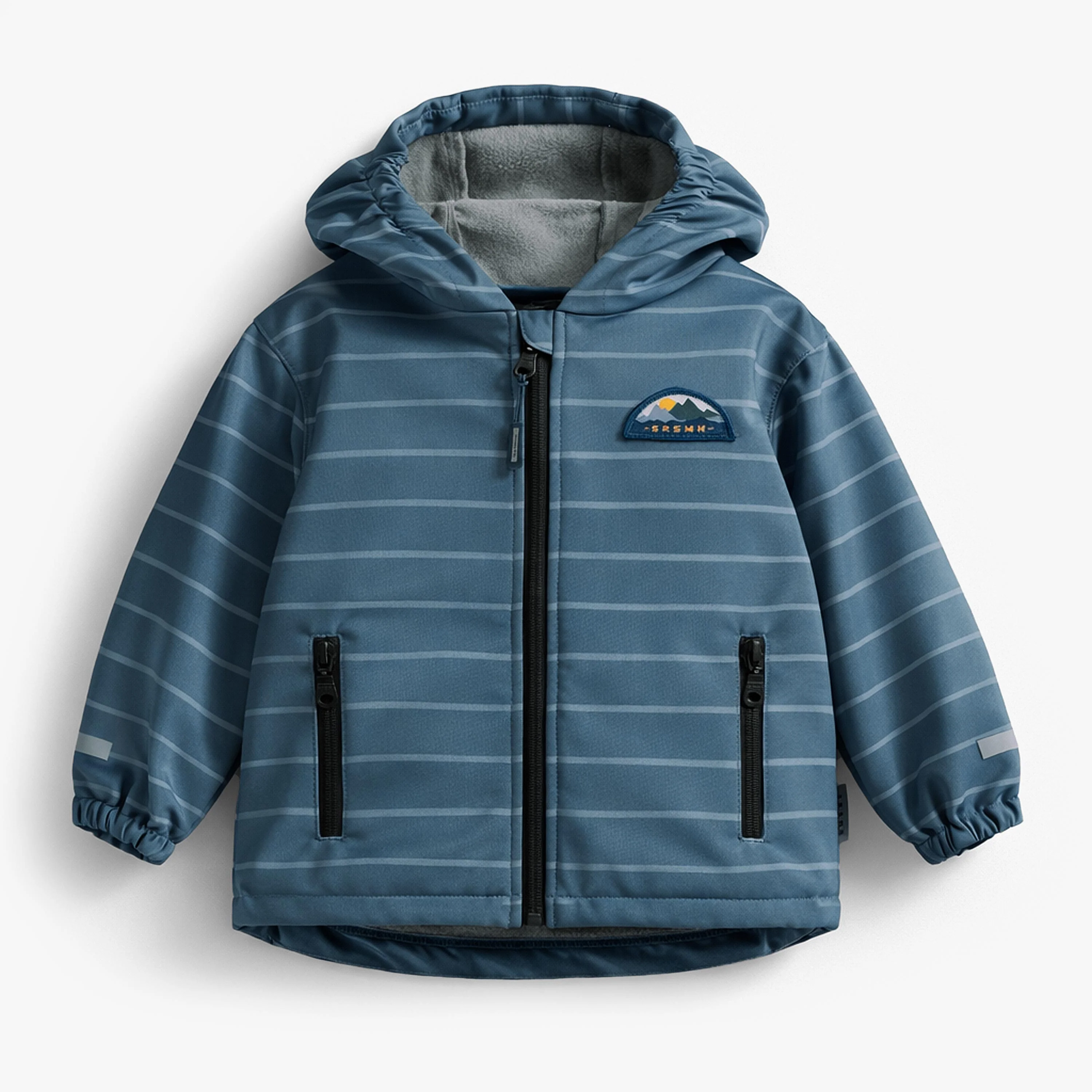 Manteau bleu en coquille souple avec rayures, bébé