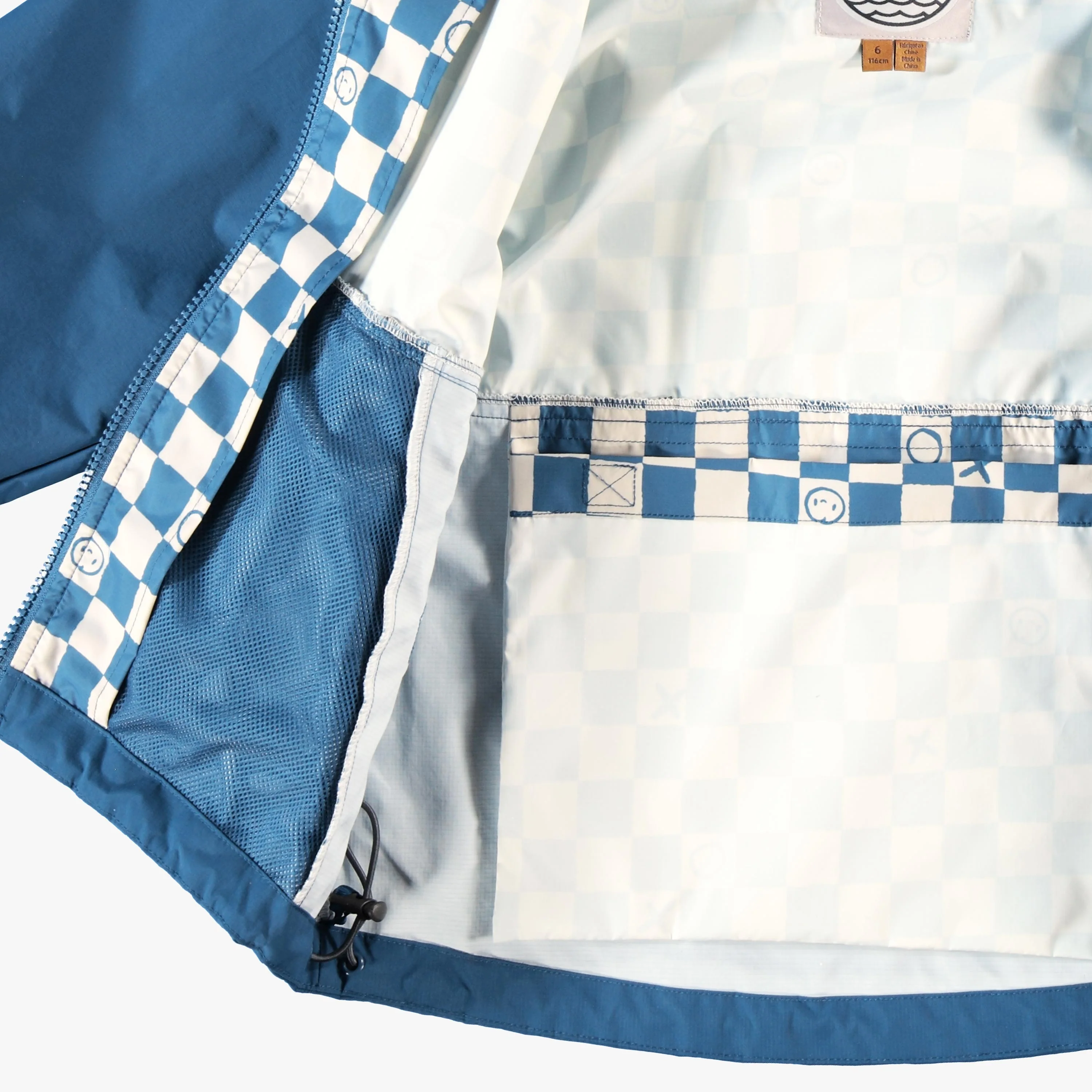 Manteau coupe-vent bleu à motif damier, enfant - Image 4
