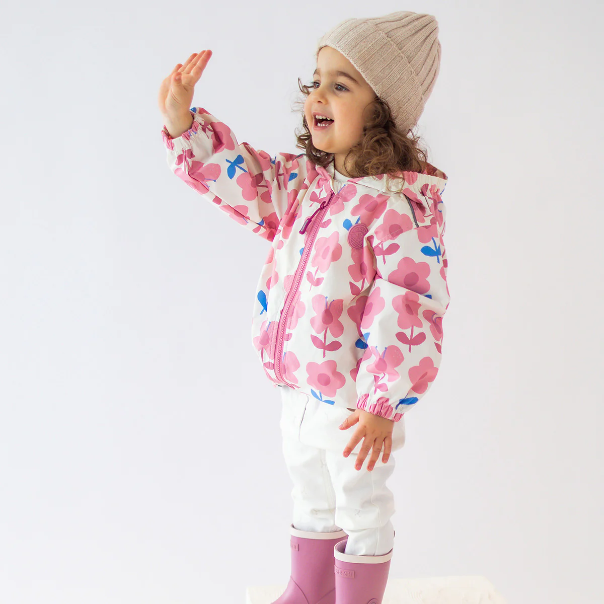 Manteau coupe-vent crème à motif floral, bébé - Image 2