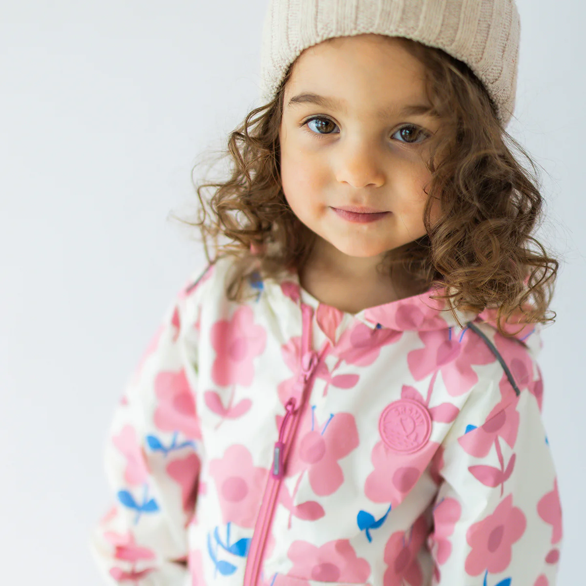 Manteau coupe-vent crème à motif floral, bébé - Image 3