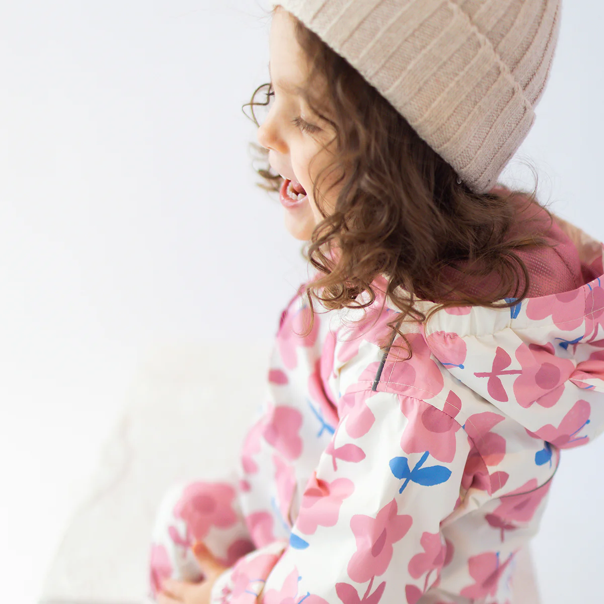 Manteau coupe-vent crème à motif floral, bébé - Image 4