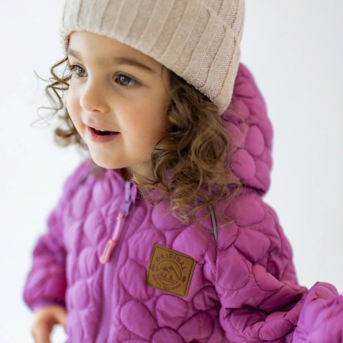 Manteau doudoune mauve avec matelassé floral, bébé - Image 3