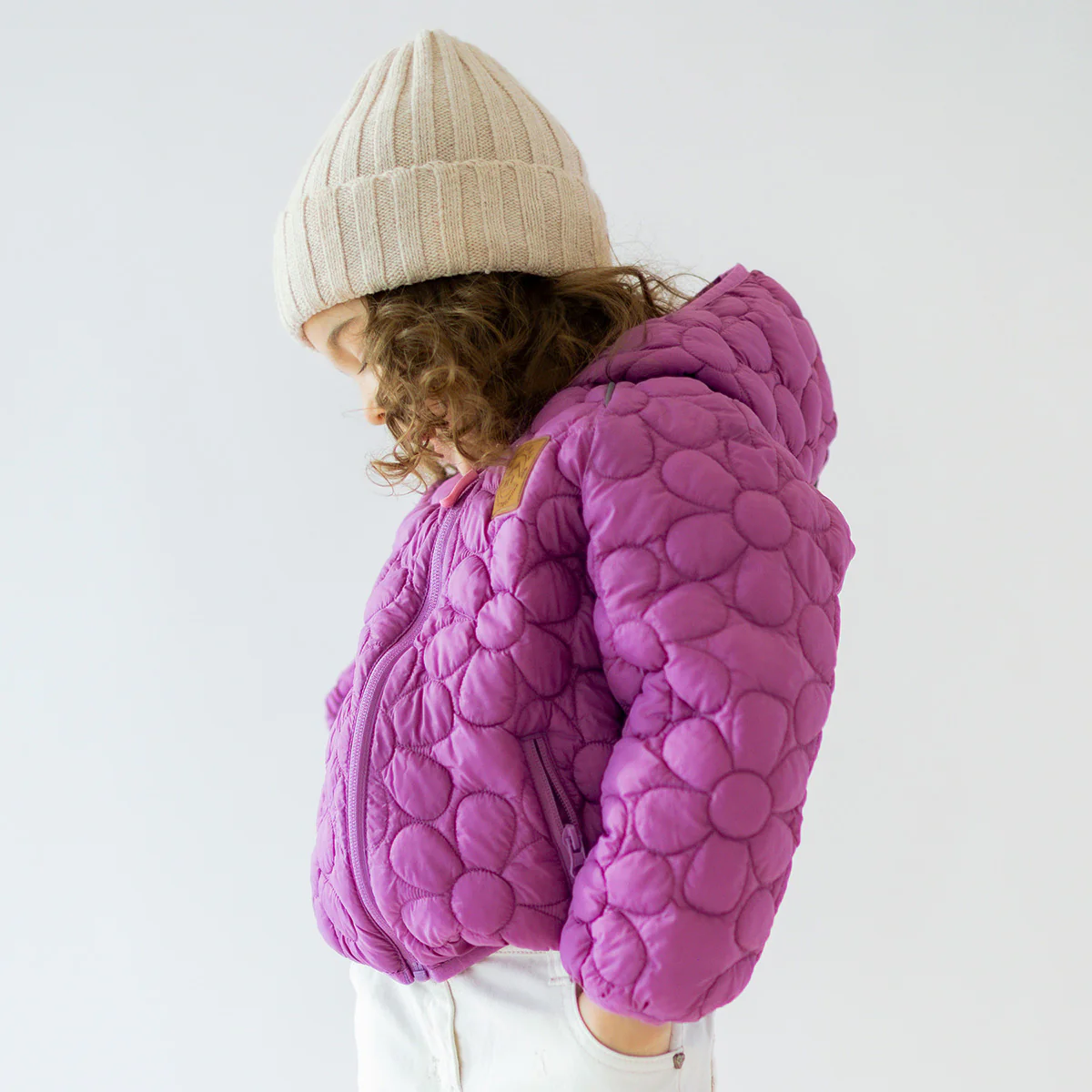 Manteau doudoune mauve avec matelassé floral, bébé - Image 4