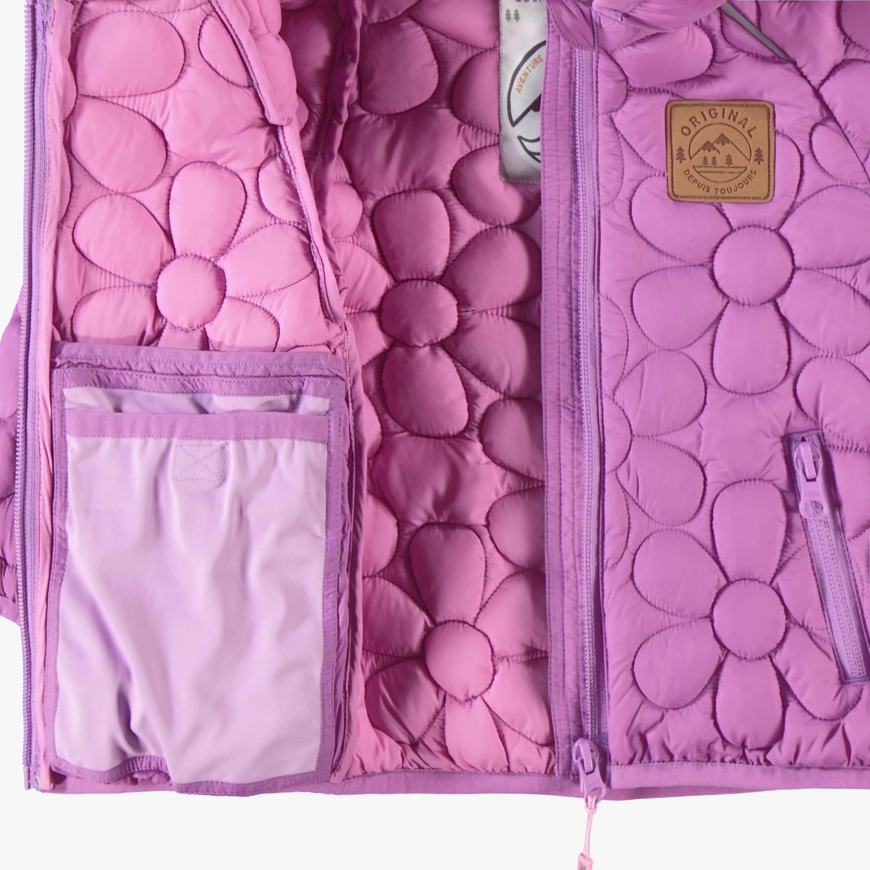 Manteau doudoune mauve avec matelassé floral, bébé - Image 5