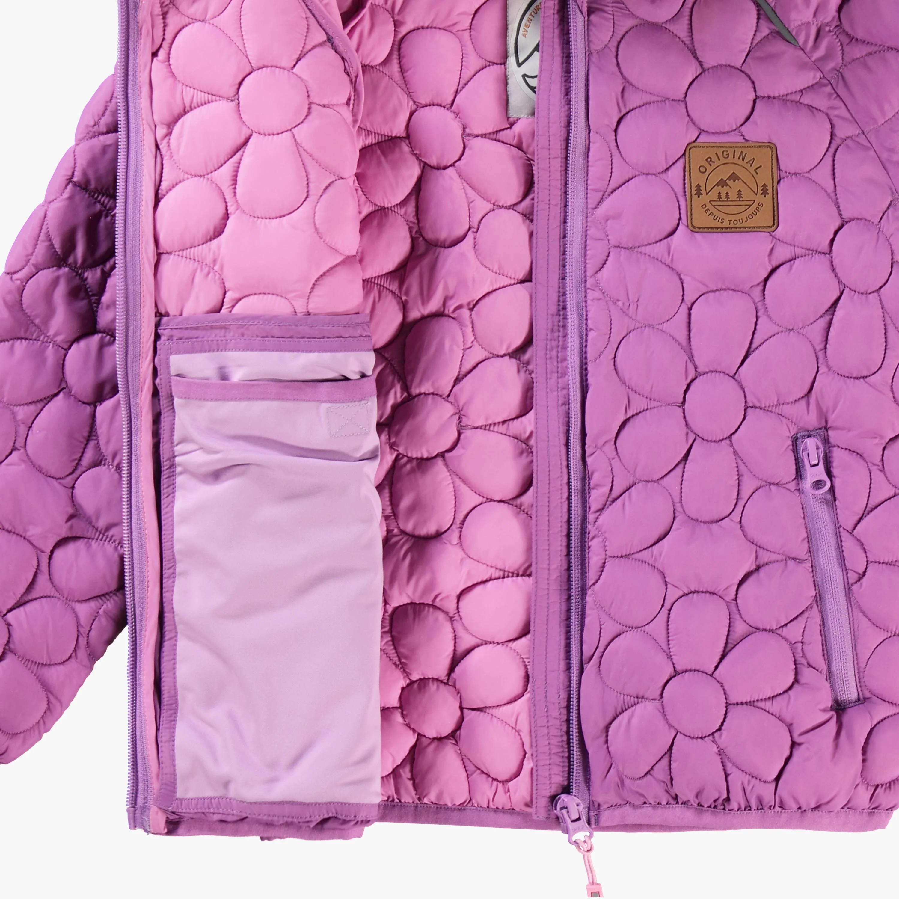 Manteau doudoune mauve avec matelassé floral, enfant - Image 5