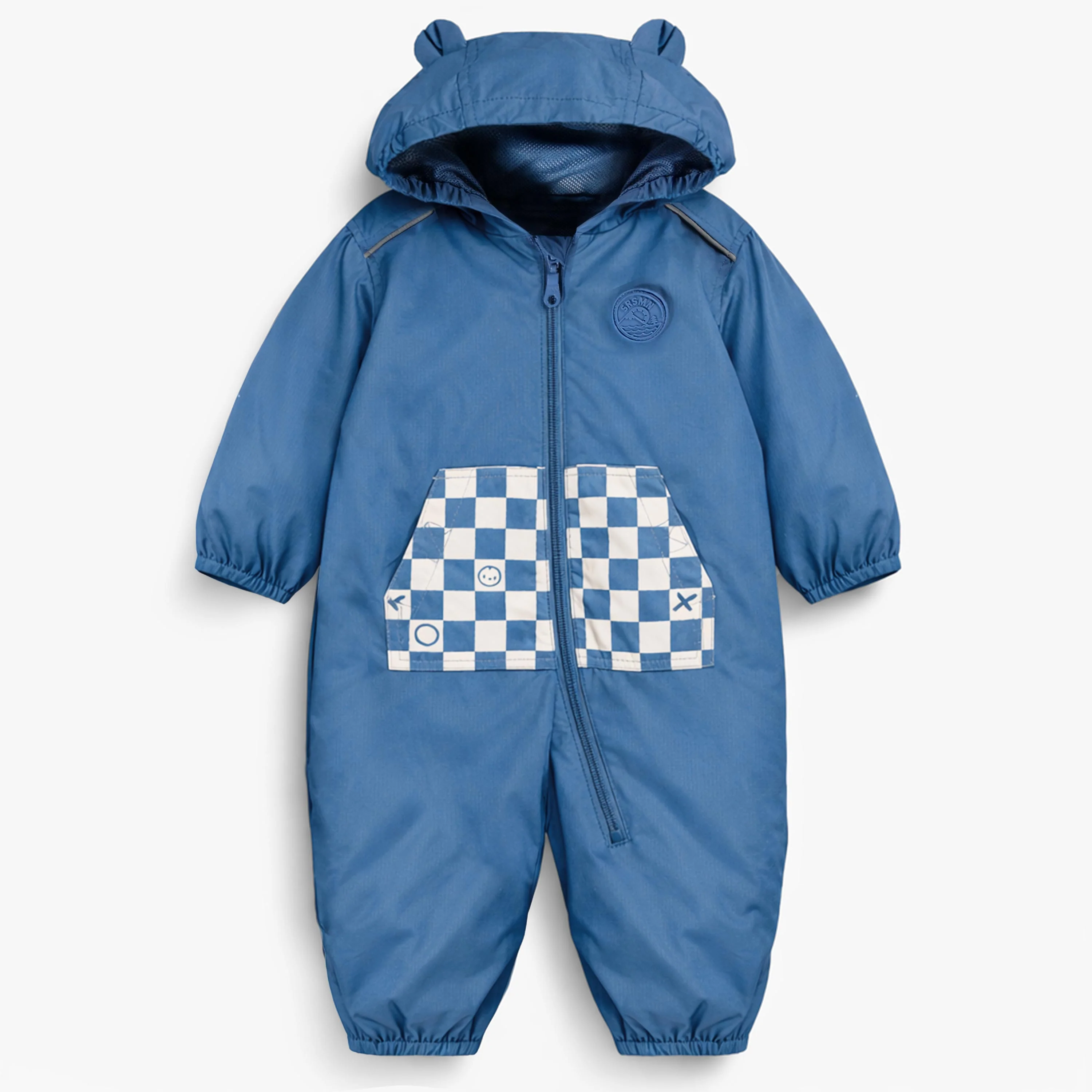 Manteau une pièce bleu à motif damier, bébé - Image 3