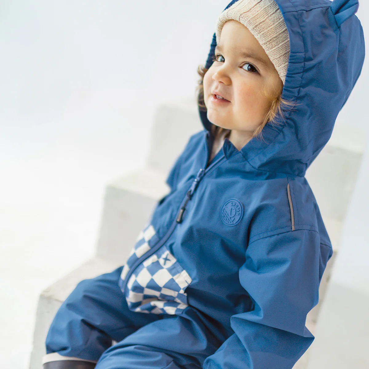 Manteau une pièce bleu à motif damier, bébé - Image 5