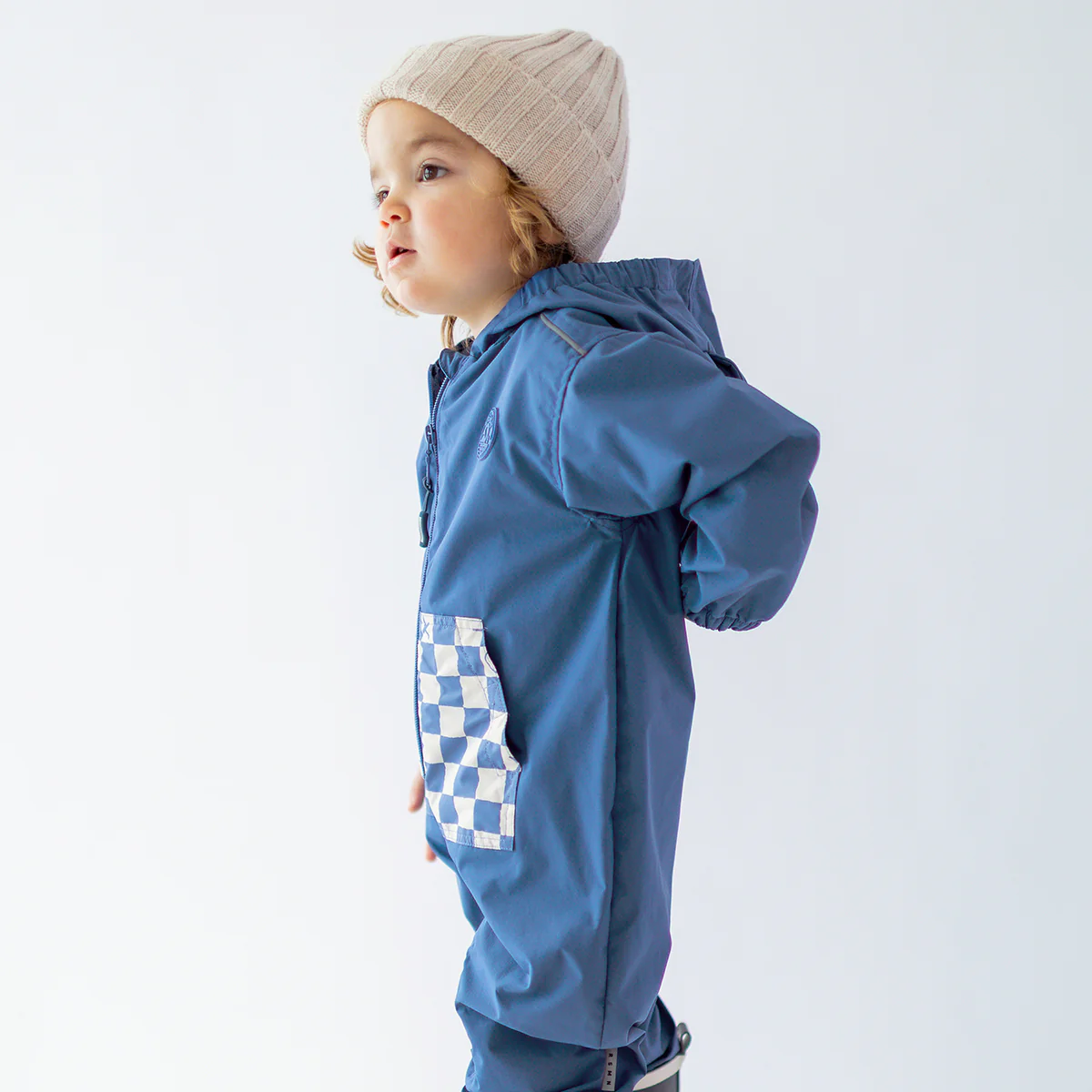 Manteau une pièce bleu à motif damier, bébé - Image 6