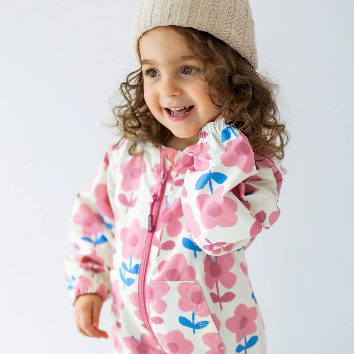 Manteau une pièce crème à motif floral, bébé - Image 4