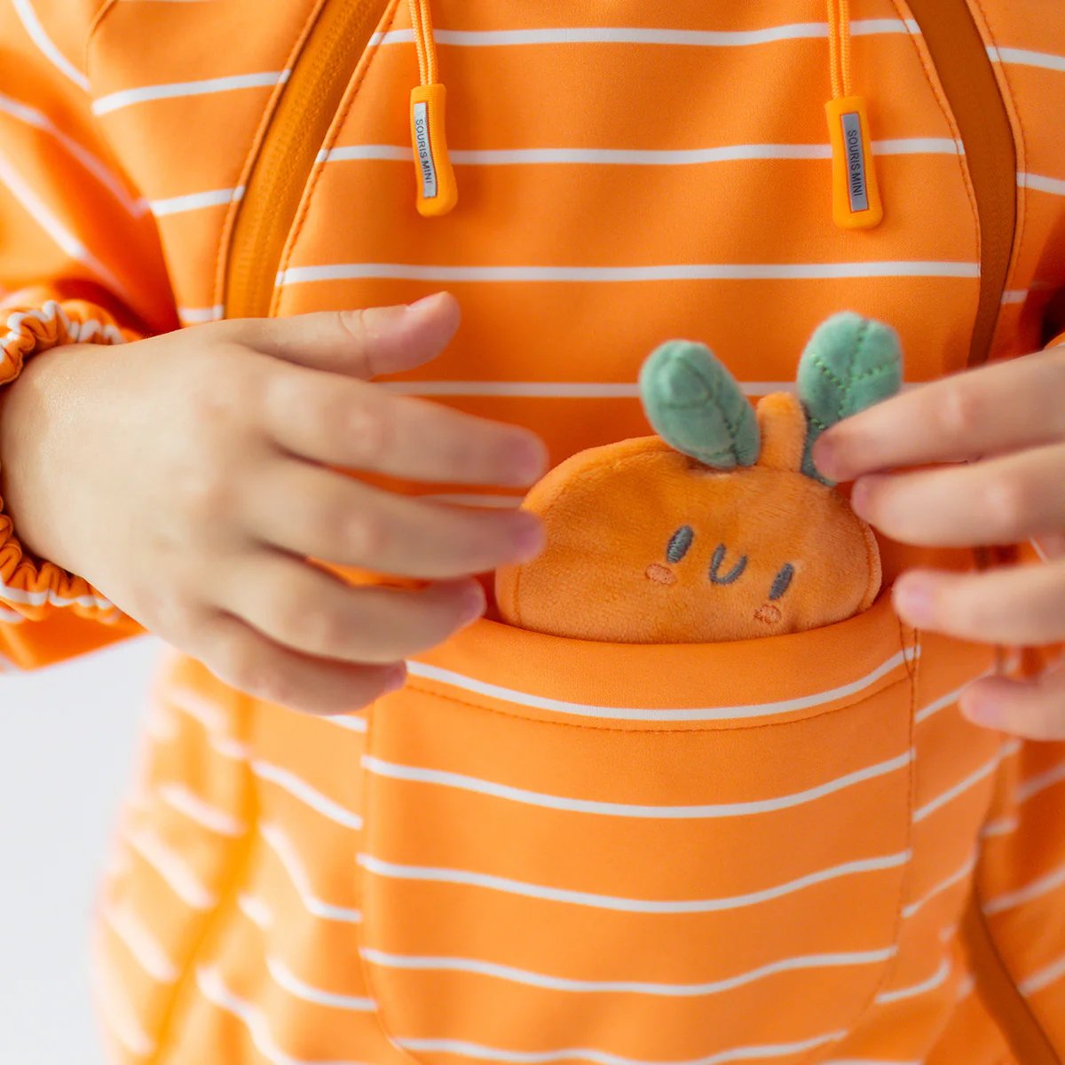 Manteau une pièce orange en coquille souple avec rayures, bébé - Image 4