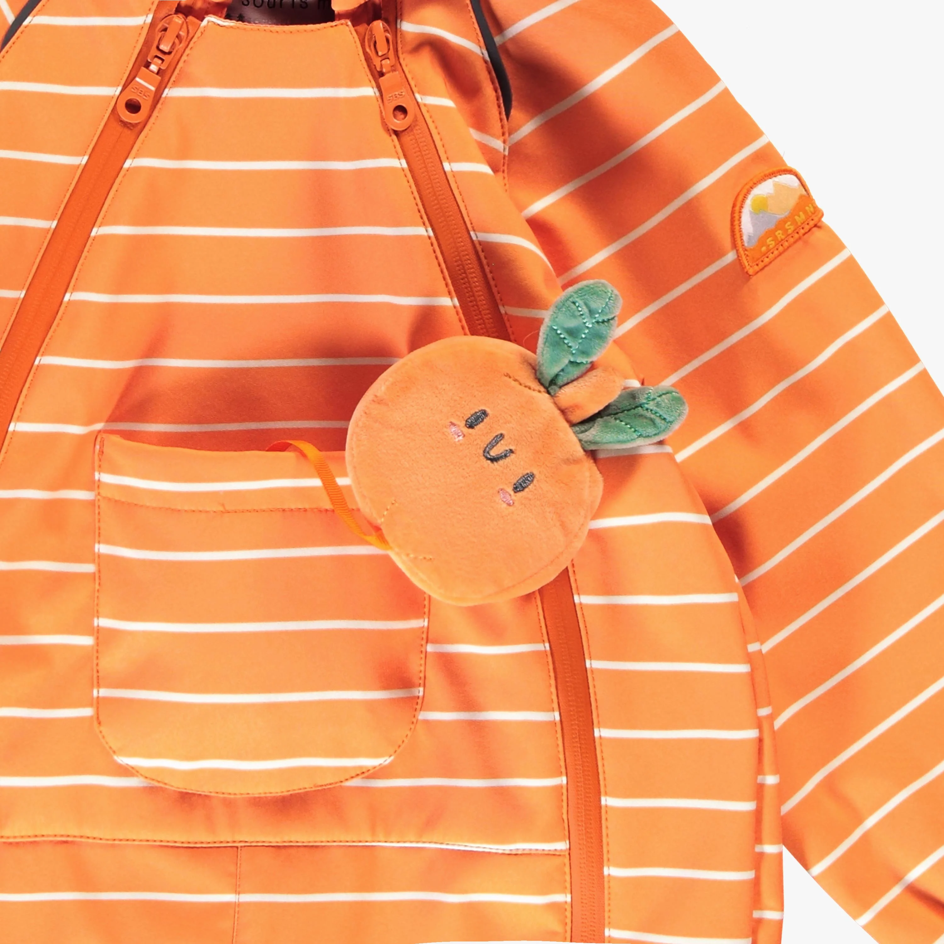 Manteau une pièce orange en coquille souple avec rayures, bébé - Image 5