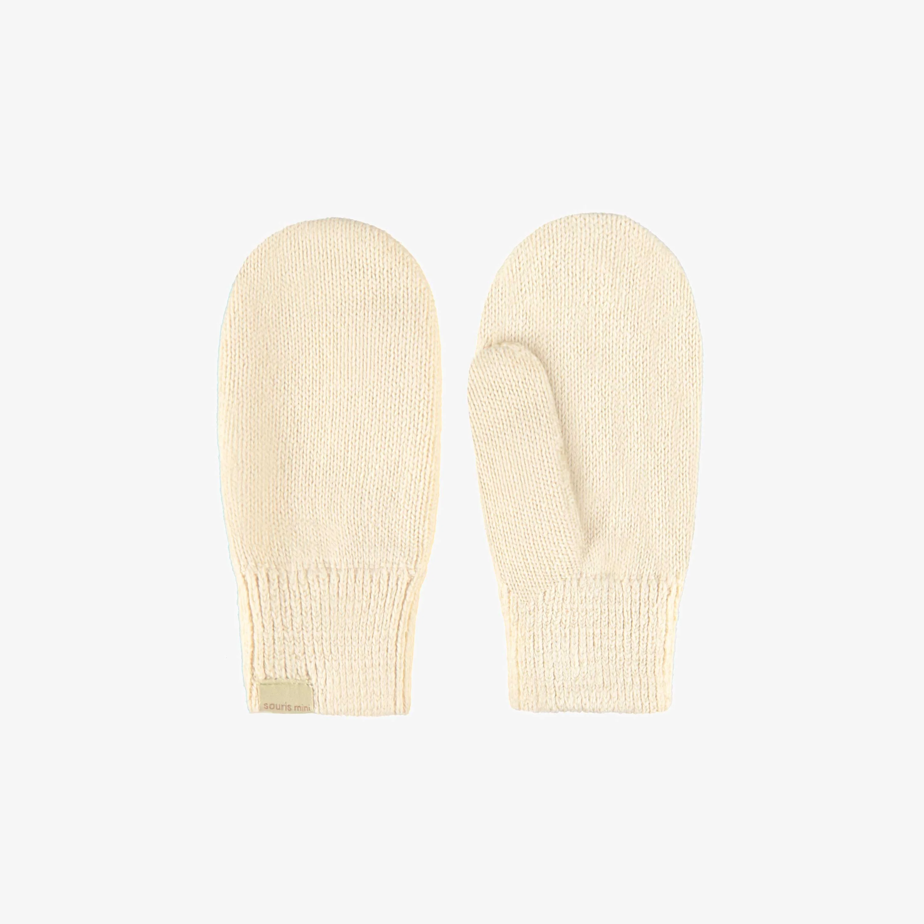 Mitaines crème en tricot, enfant