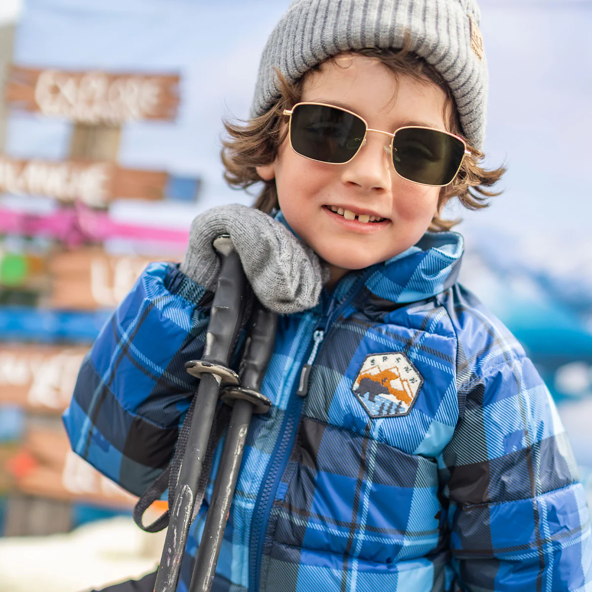 Mitaines grises en tricot, enfant - Image 3