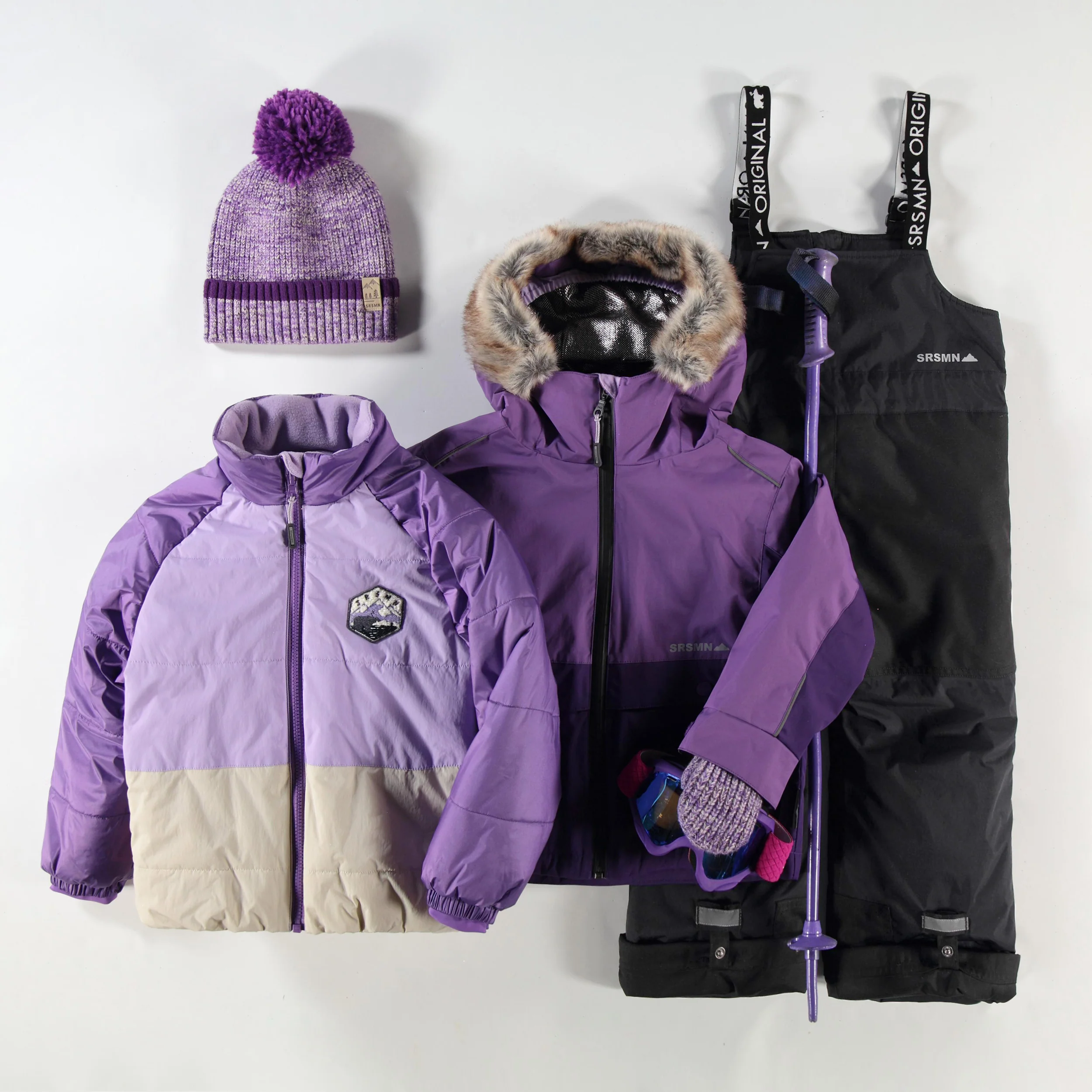 Mitaines mauves en tricot, enfant - Image 3