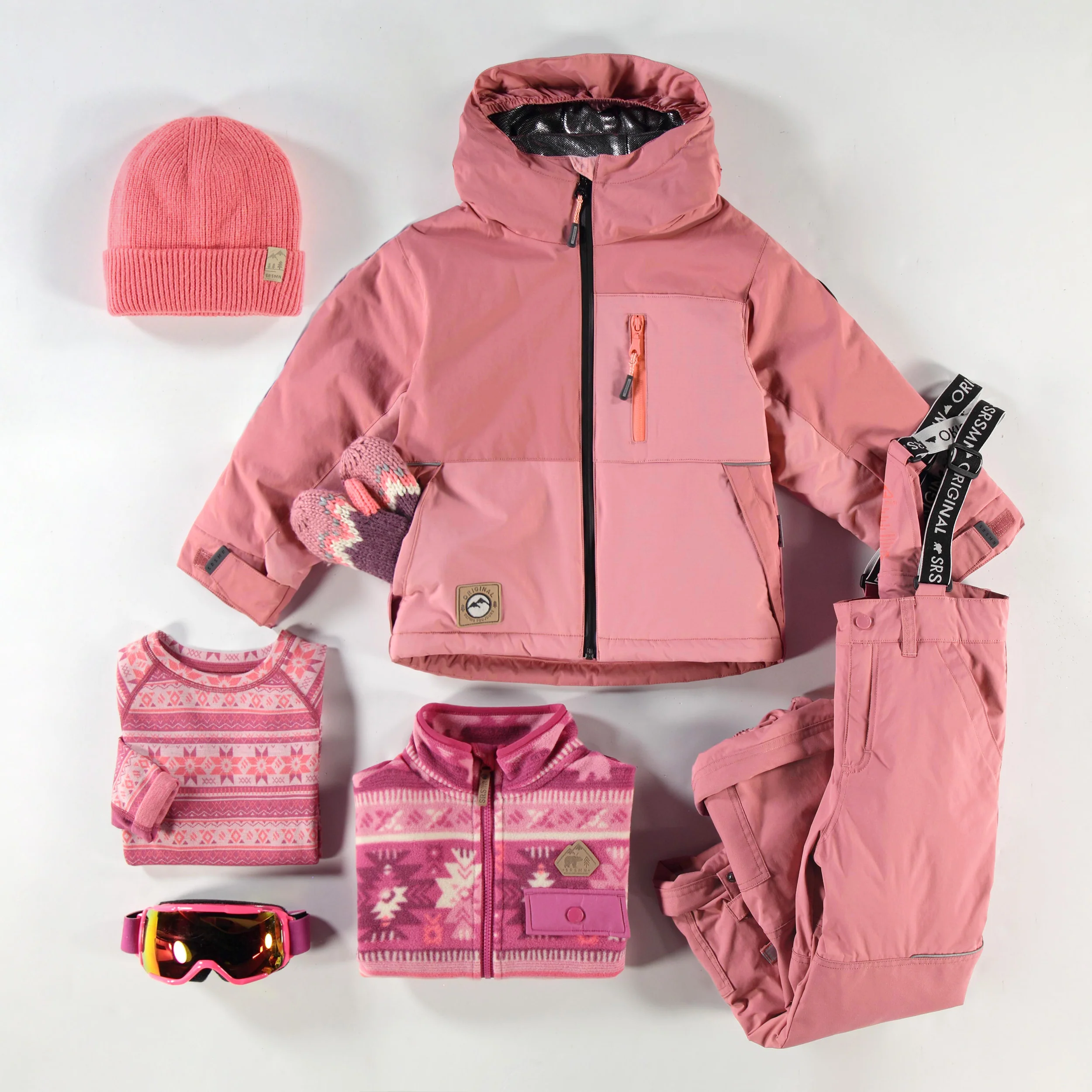 Mitaines rose et mauve en tricot avec motifs, enfant - Image 2
