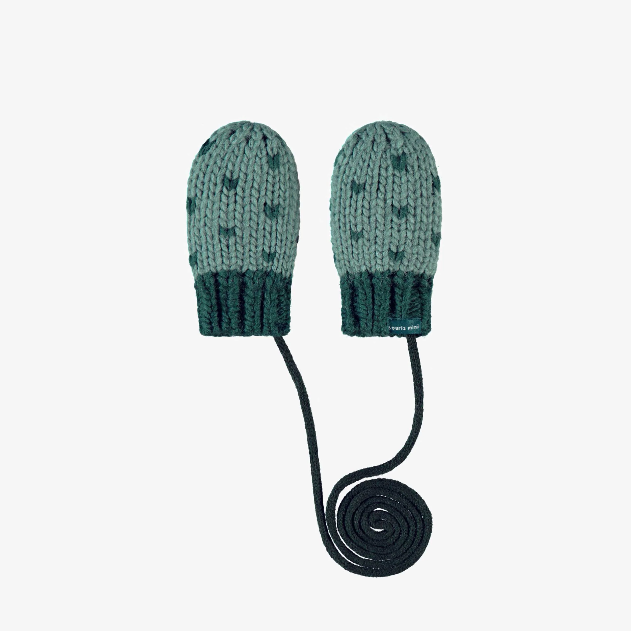 Mitaines turquoise en tricot avec motifs, bébé